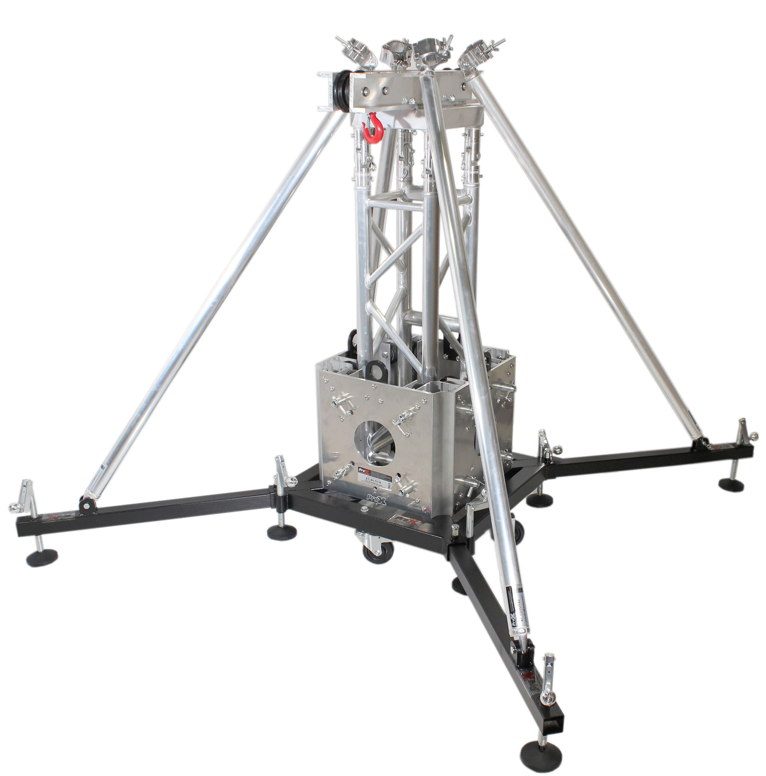 ProX PRO Truss Tower Stage Lift System Package -Top Block | Hinges | Base | Outriggers and 3.28 Ft. 3 mm Ladder Truss Segment
