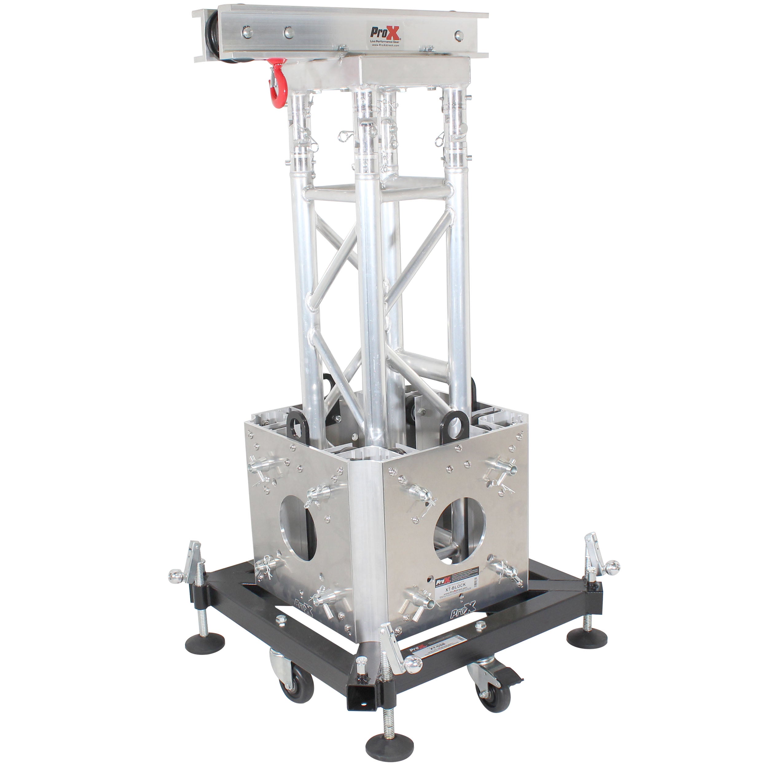 ProX PRO Truss Tower Stage Lift System Package -Top Block | Hinges | Base | Outriggers and 3.28 Ft. 3 mm Ladder Truss Segment