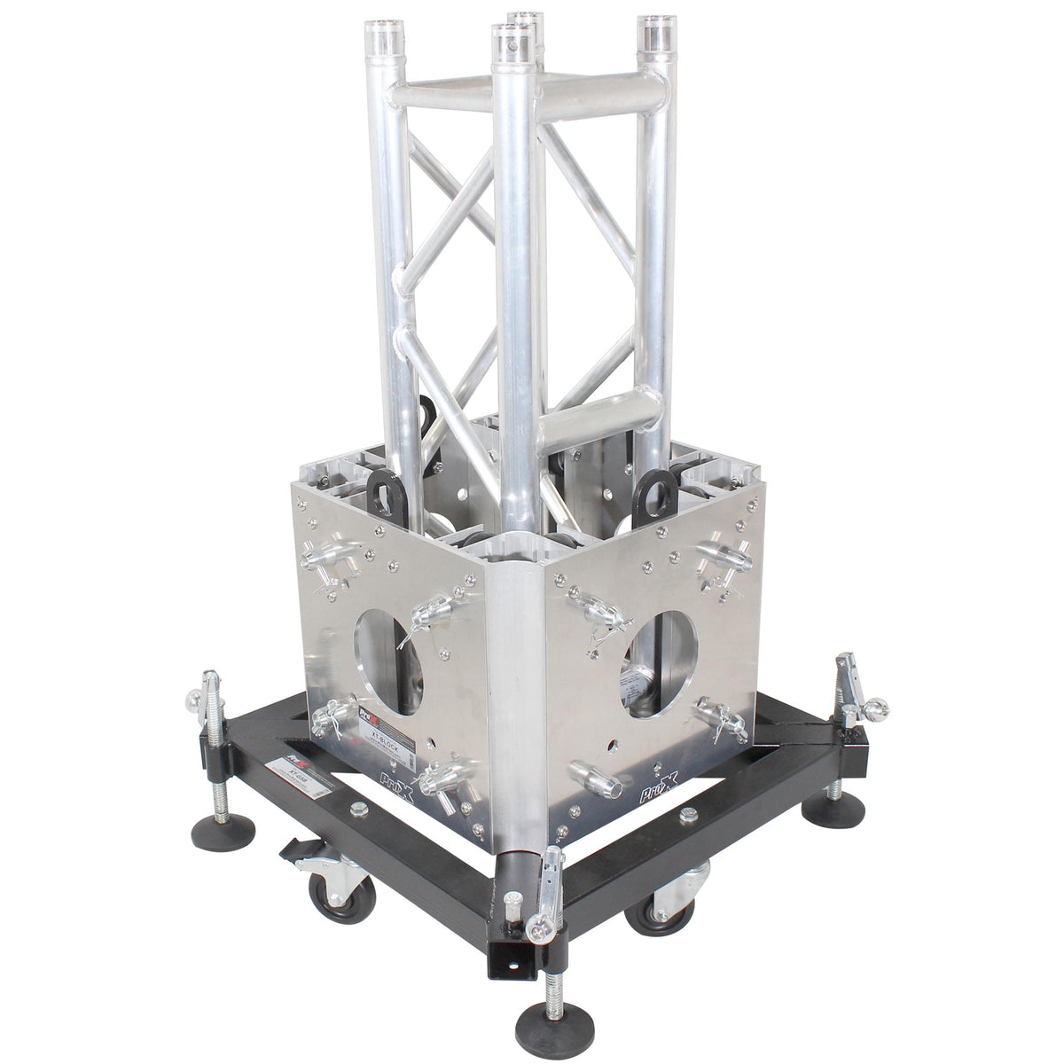 ProX PRO Truss Tower Stage Lift System Package -Top Block | Hinges | Base | Outriggers and 3.28 Ft. 3 mm Ladder Truss Segment.