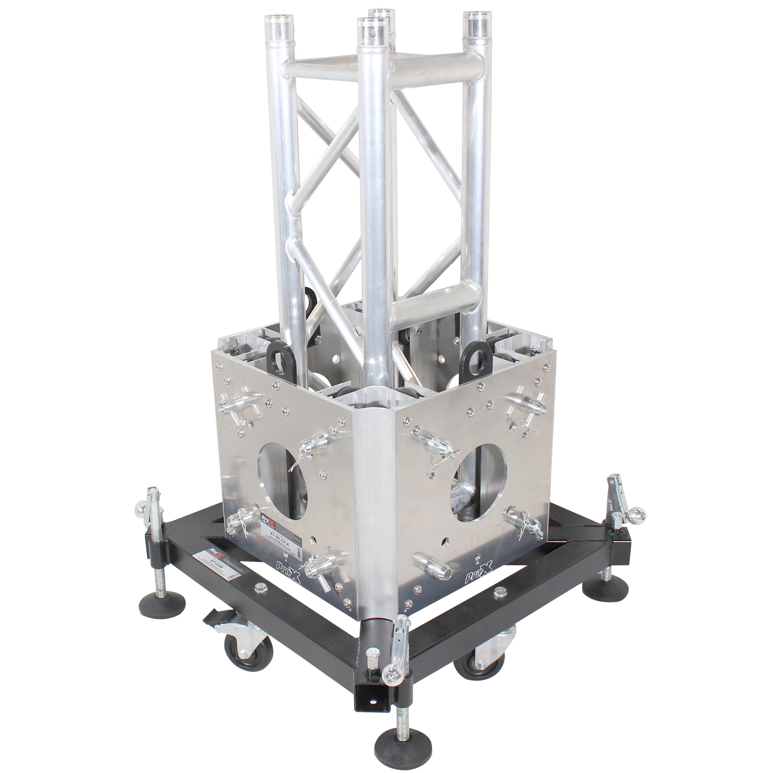 ProX PRO Truss Tower Stage Lift System Package -Top Block | Hinges | Base | Outriggers and 3.28 Ft. 3 mm Ladder Truss Segment