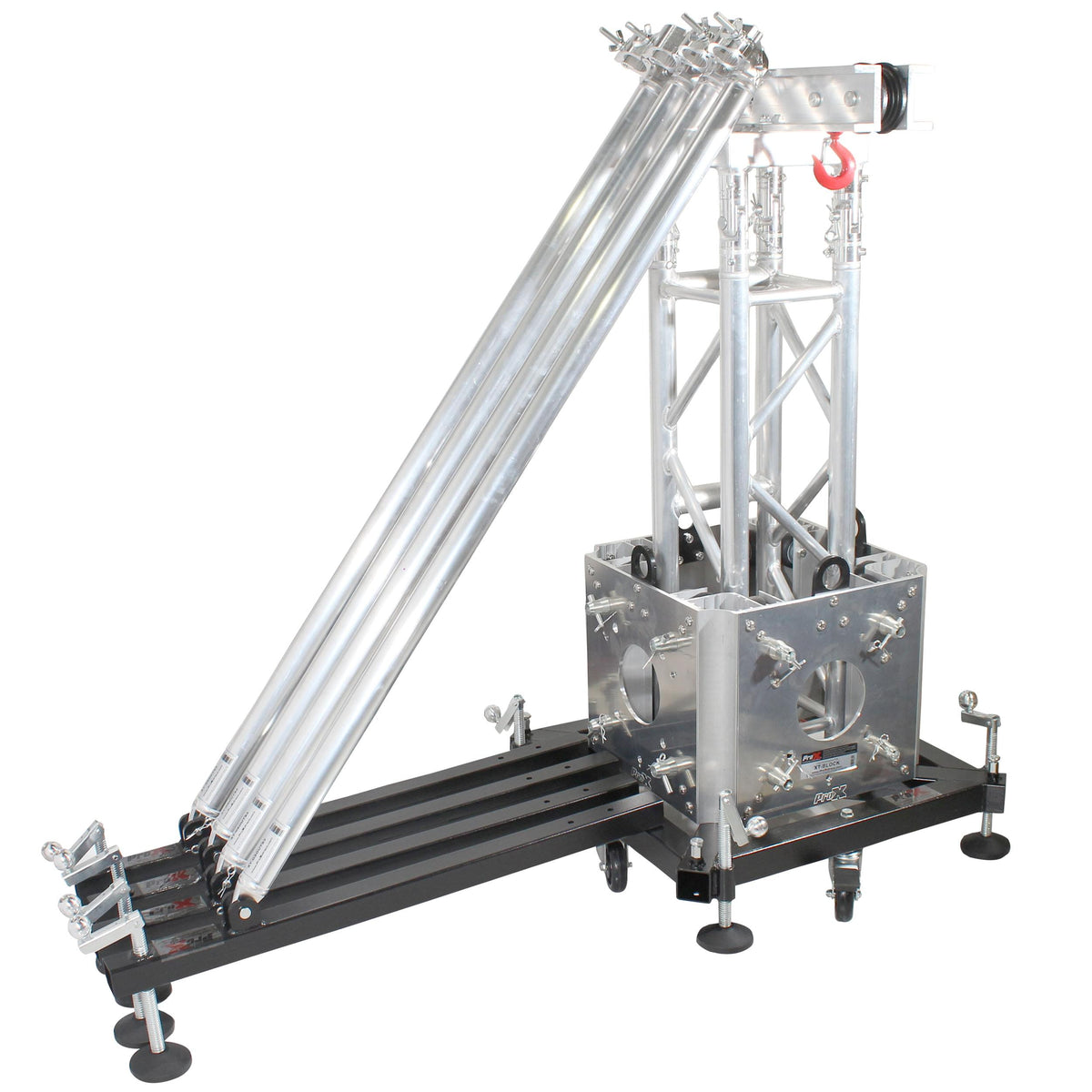 ProX PRO Truss Tower Stage Lift System Package -Top Block | Hinges | Base | Outriggers and 3.28 Ft. 3 mm Ladder Truss Segment.