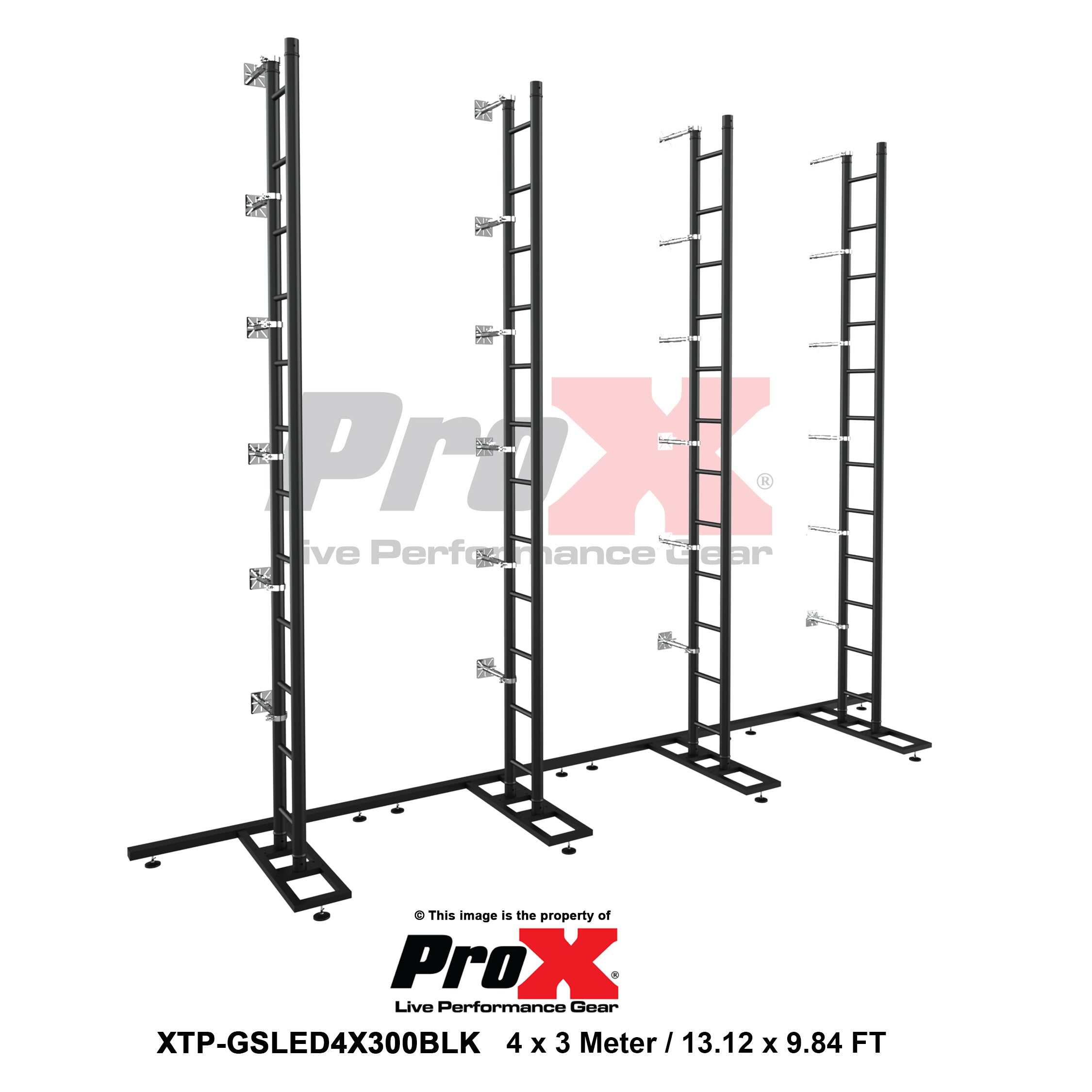 ProX LED Video Display Panel Ground Support System Package 4M/13.12FT Width x 3M/9.84FT Height in Black