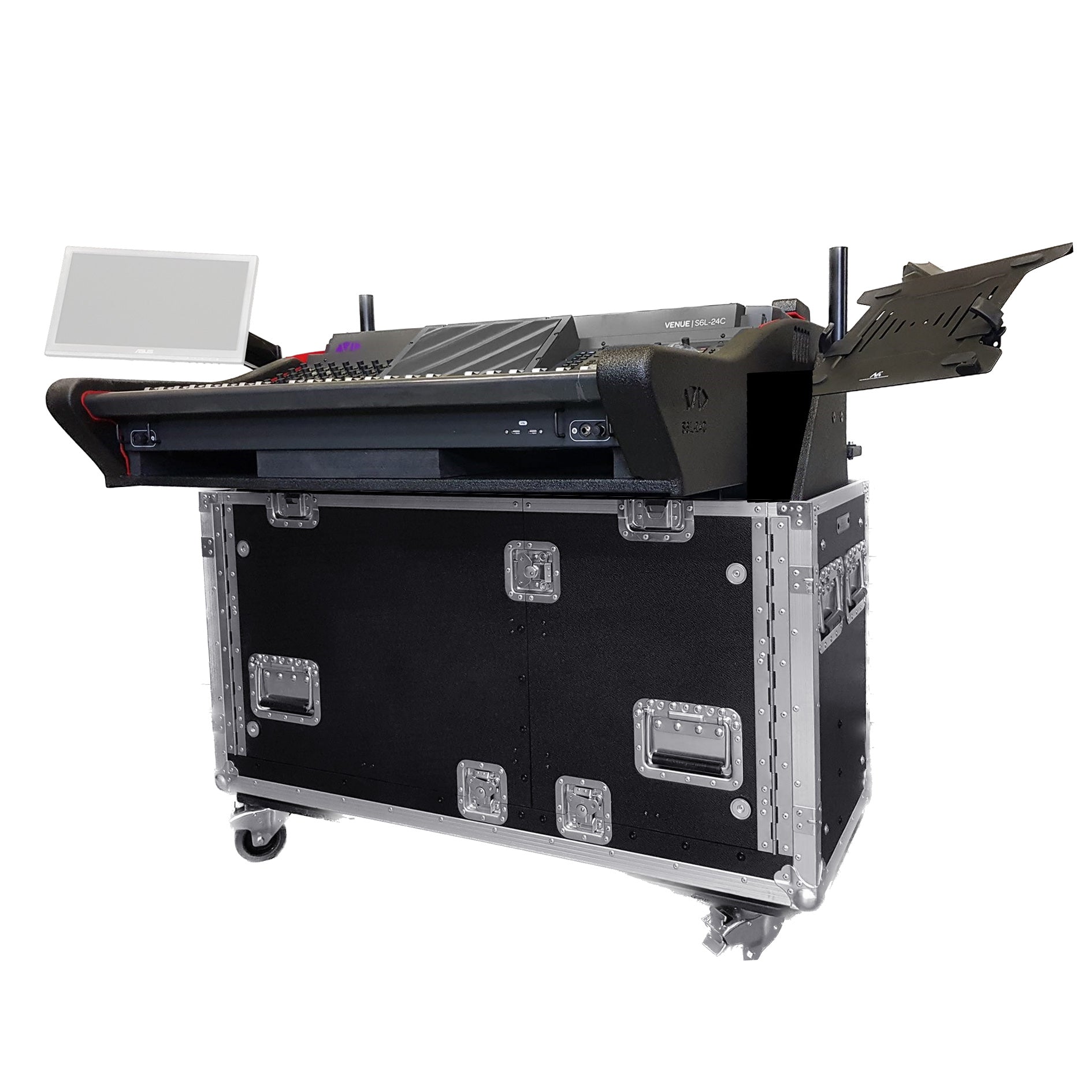 ProX Avid Venue S6L-16CH Flip-Ready Hydraulic Console Easy Retracting Lifting 2U Rack Space Detachable Case by ZCASE