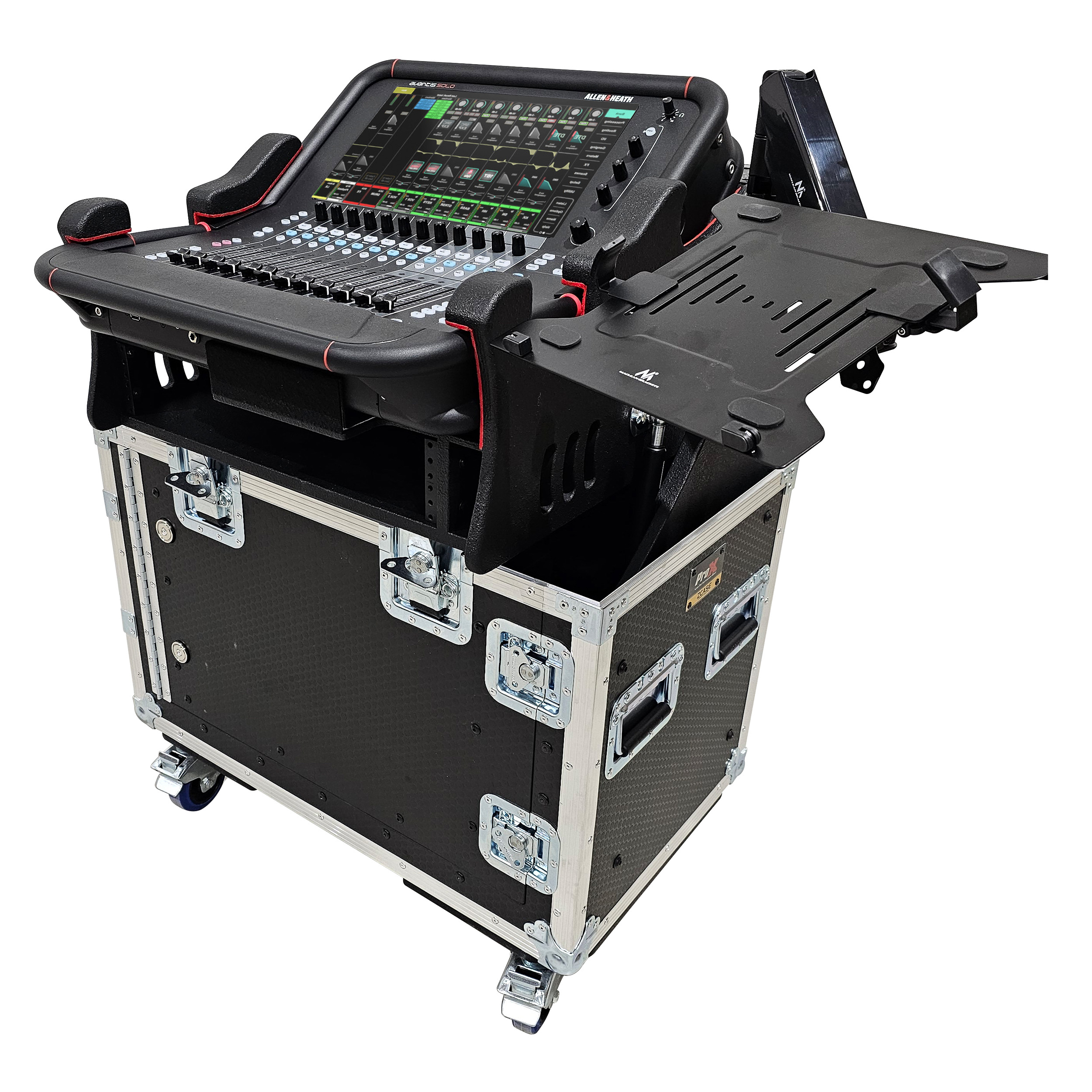 ProX Allen and Heath AVANTIS SOLO Flip-Ready Hydraulic Console Easy Retracting Lifting w/ 2U Rack Space Case by ZCASE