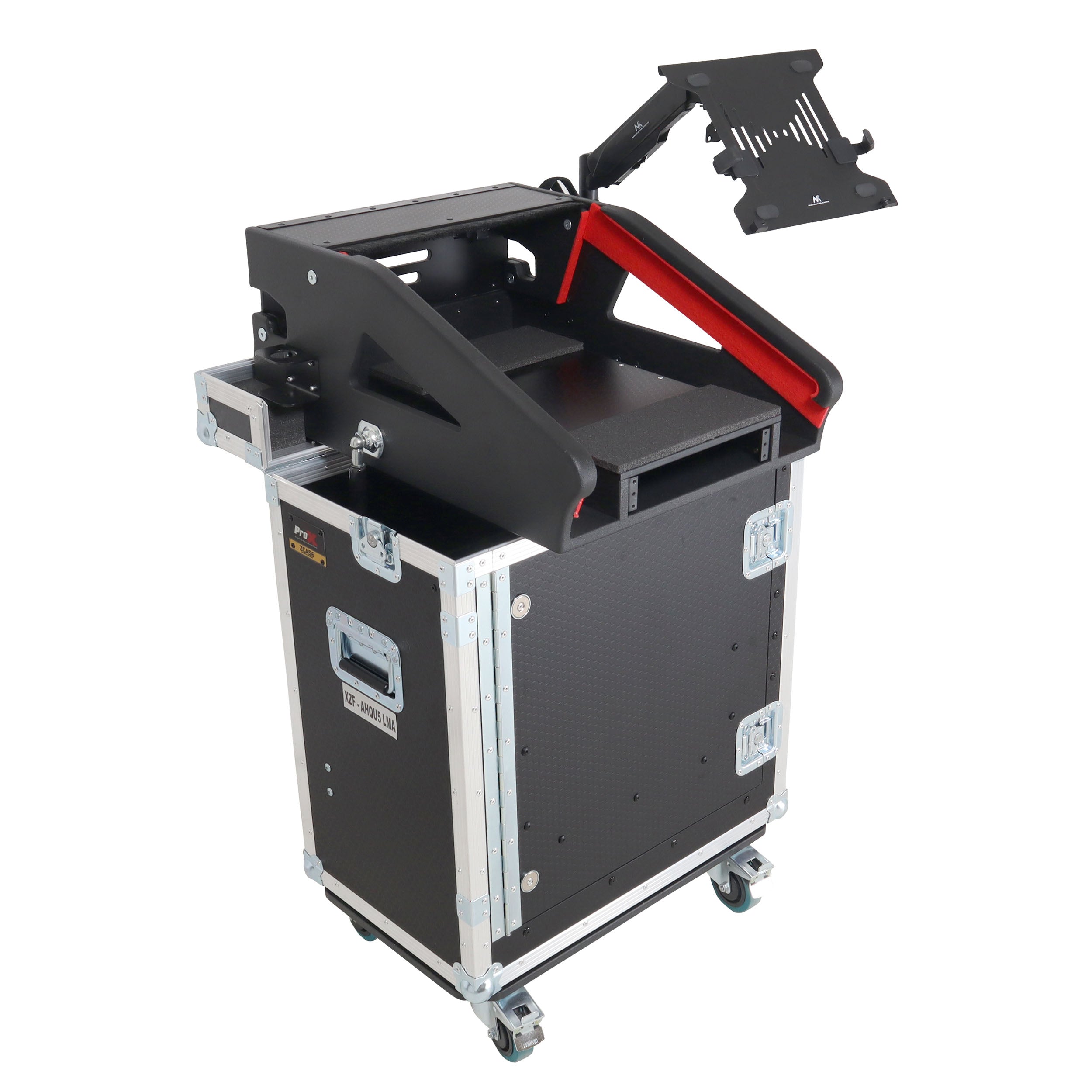 ProX Allen and Heath QU-5 Flip-Ready Hydraulic Console Easy Retracting Lifting Case 1U and Laptop Display Arm by ZCASE