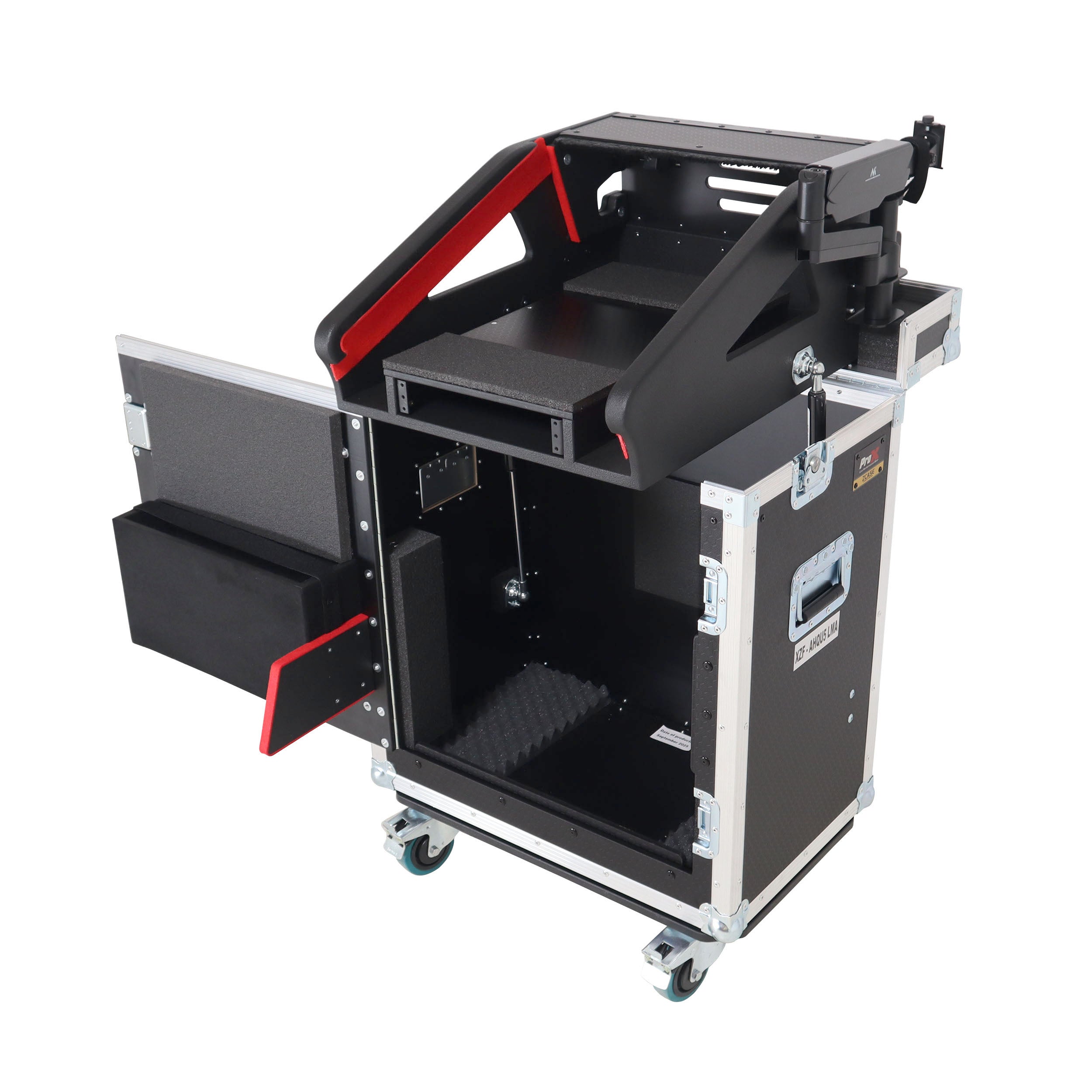 ProX Allen and Heath QU-5 Flip-Ready Hydraulic Console Easy Retracting Lifting Case 1U and Laptop Display Arm by ZCASE