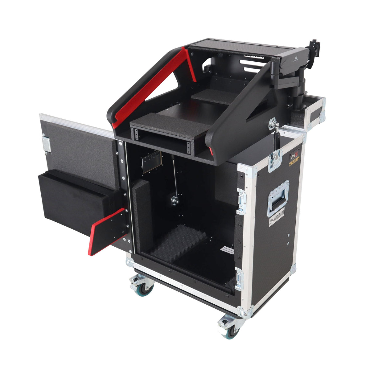ProX Allen and Heath QU-5 Flip-Ready Hydraulic Console Easy Retracting Lifting Case 1U and Laptop Display Arm by ZCASE.