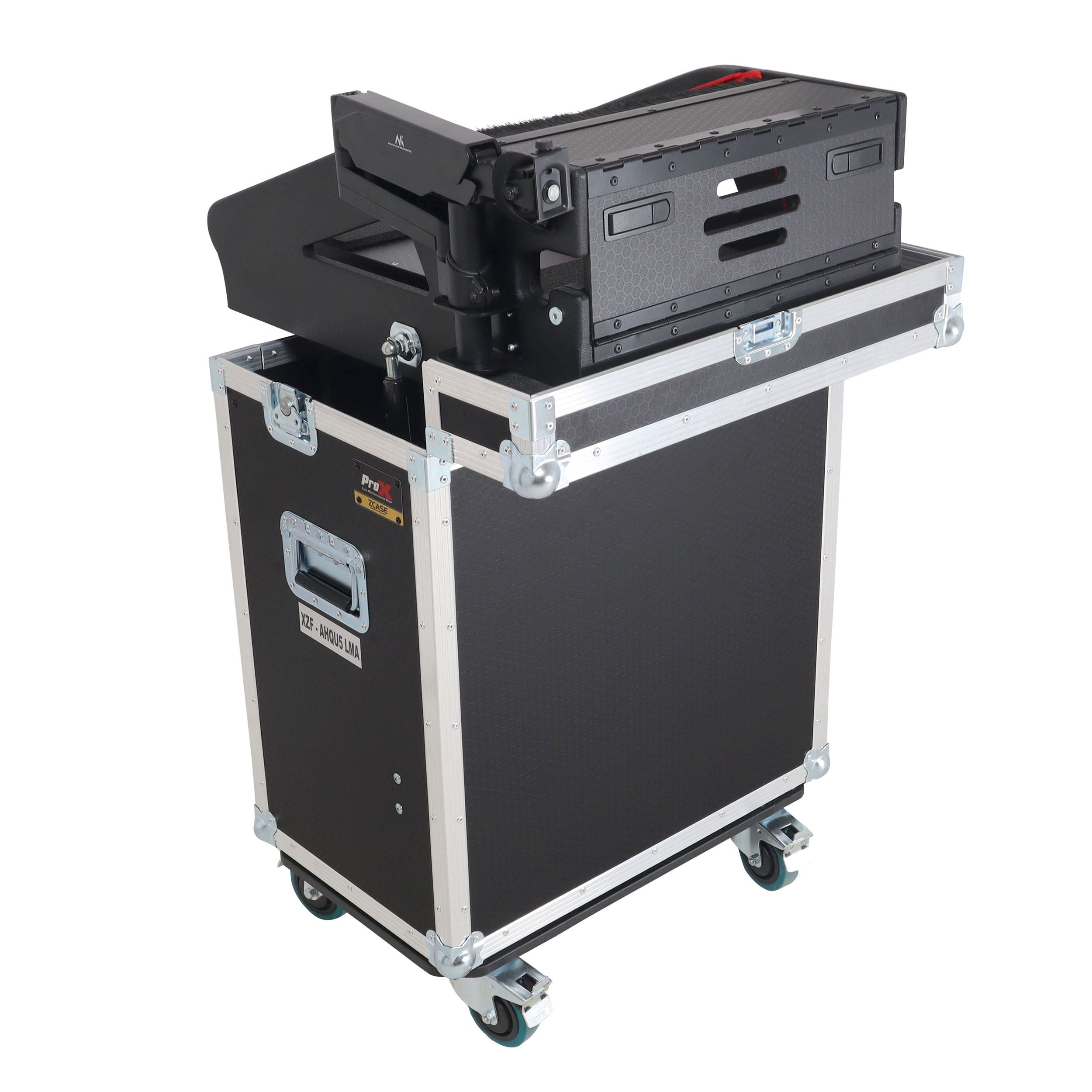 ProX Allen and Heath QU-5 Flip-Ready Hydraulic Console Easy Retracting Lifting Case 1U and Laptop Display Arm by ZCASE