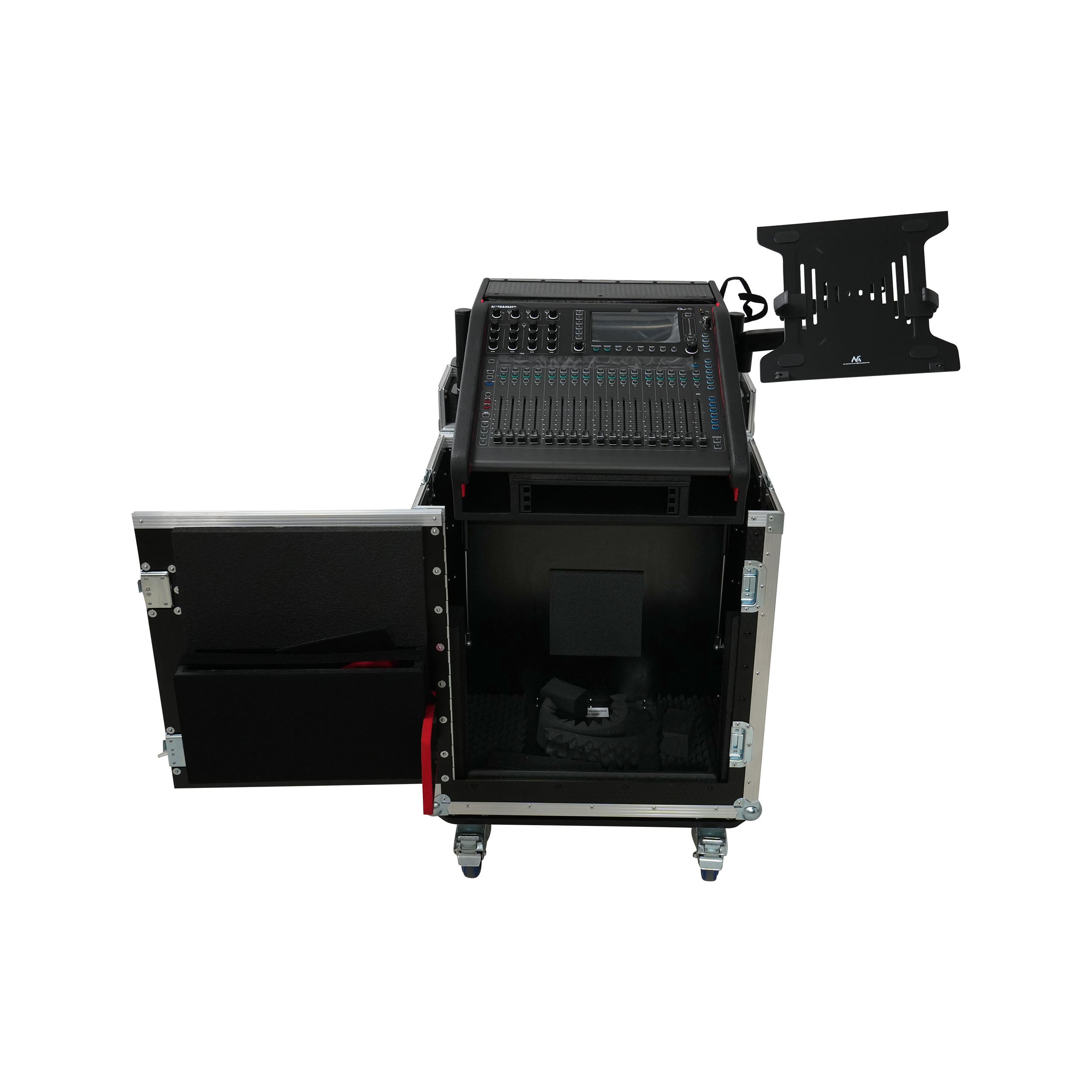ProX Allen and Heath QU-5 Flip-Ready Hydraulic Console Easy Retracting Lifting Case 1U and Laptop Display Arm by ZCASE