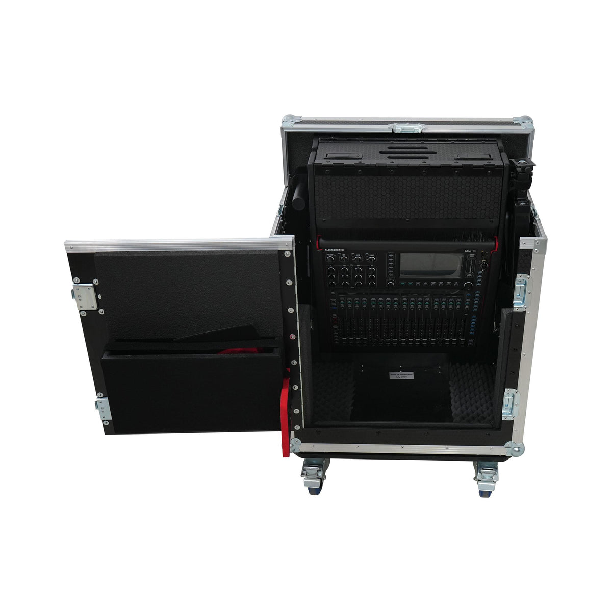 ProX Allen and Heath QU-5 Flip-Ready Hydraulic Console Easy Retracting Lifting Case 1U and Laptop Display Arm by ZCASE.