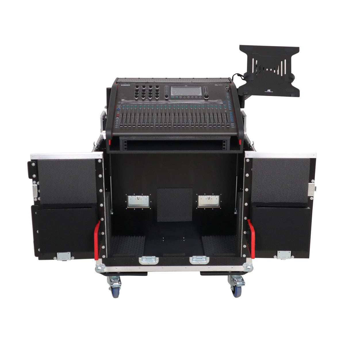 ProX Allen and Heath QU-6 Flip-Ready Hydraulic Console Easy Retracting Lifting Case 1U and Laptop Display Arm by ZCASE.