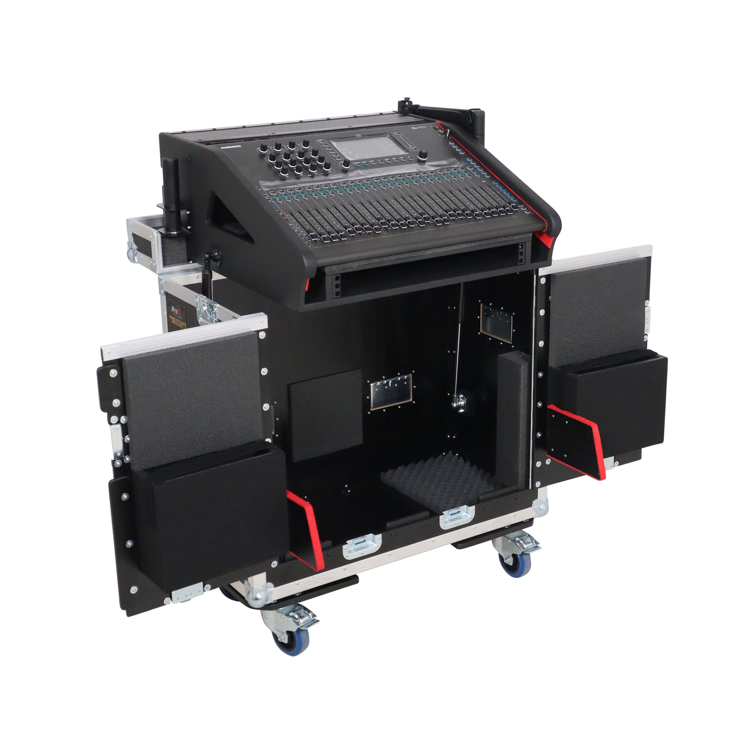 ProX Allen and Heath QU-6 Flip-Ready Hydraulic Console Easy Retracting Lifting Case 1U and Laptop Display Arm by ZCASE