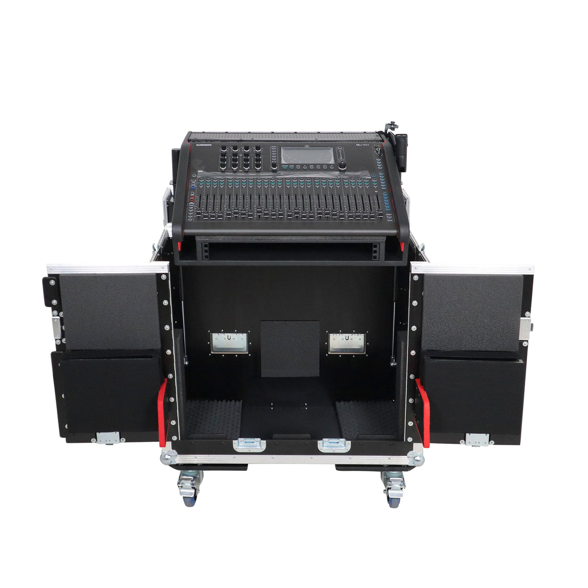 ProX Allen and Heath QU-6 Flip-Ready Hydraulic Console Easy Retracting Lifting Case 1U and Laptop Display Arm by ZCASE.