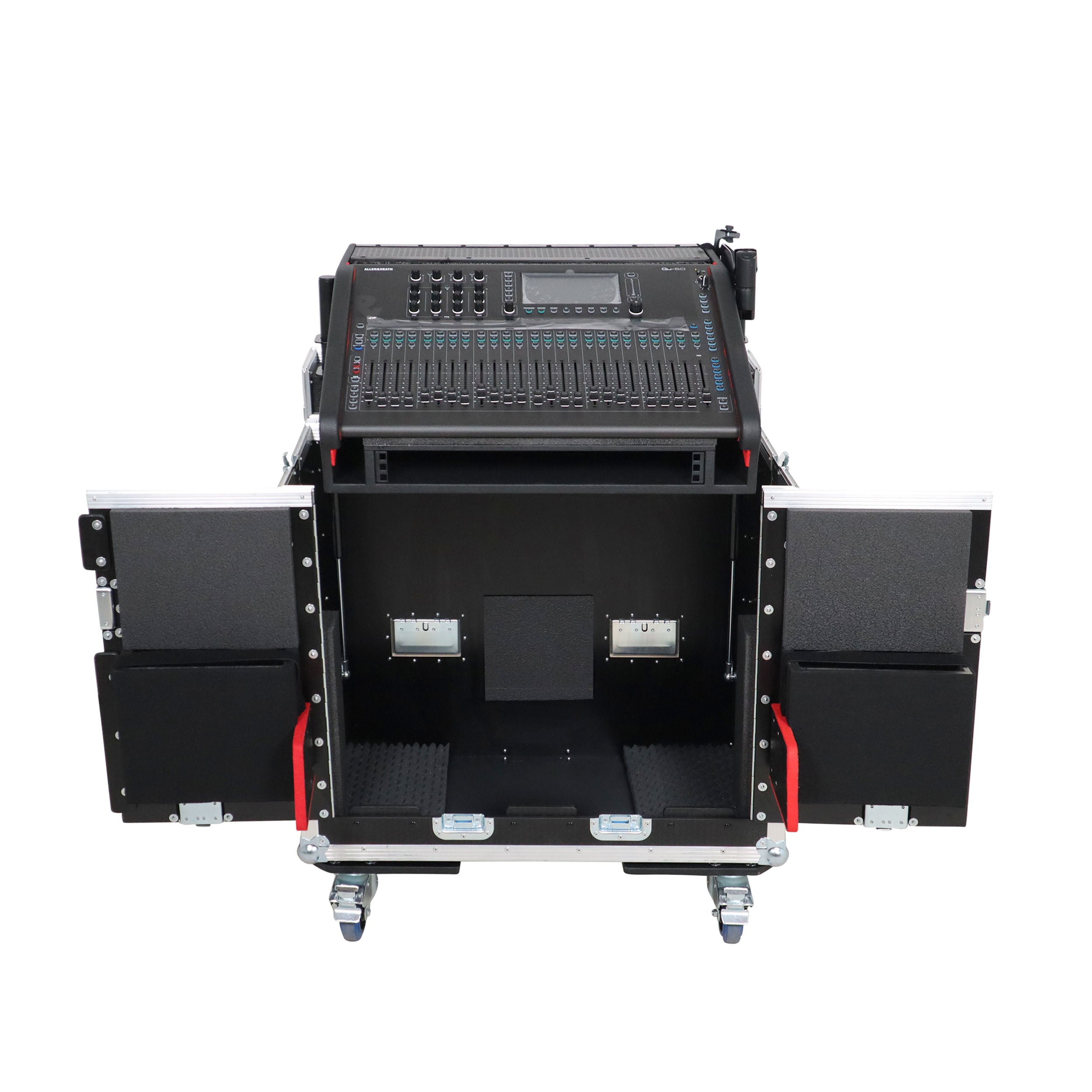 ProX Allen and Heath QU-6 Flip-Ready Hydraulic Console Easy Retracting Lifting Case 1U and Laptop Display Arm by ZCASE