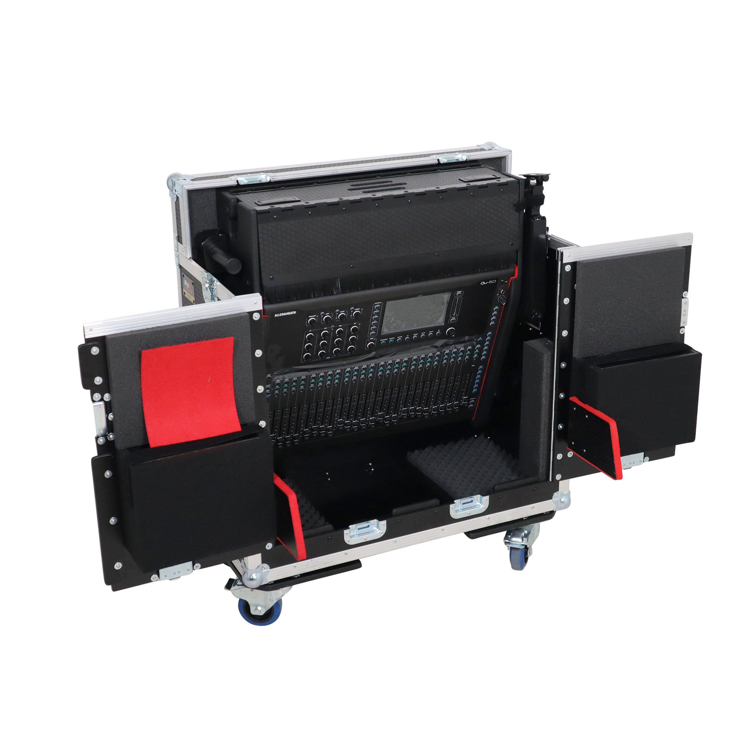 ProX Allen and Heath QU-6 Flip-Ready Hydraulic Console Easy Retracting Lifting Case 1U and Laptop Display Arm by ZCASE