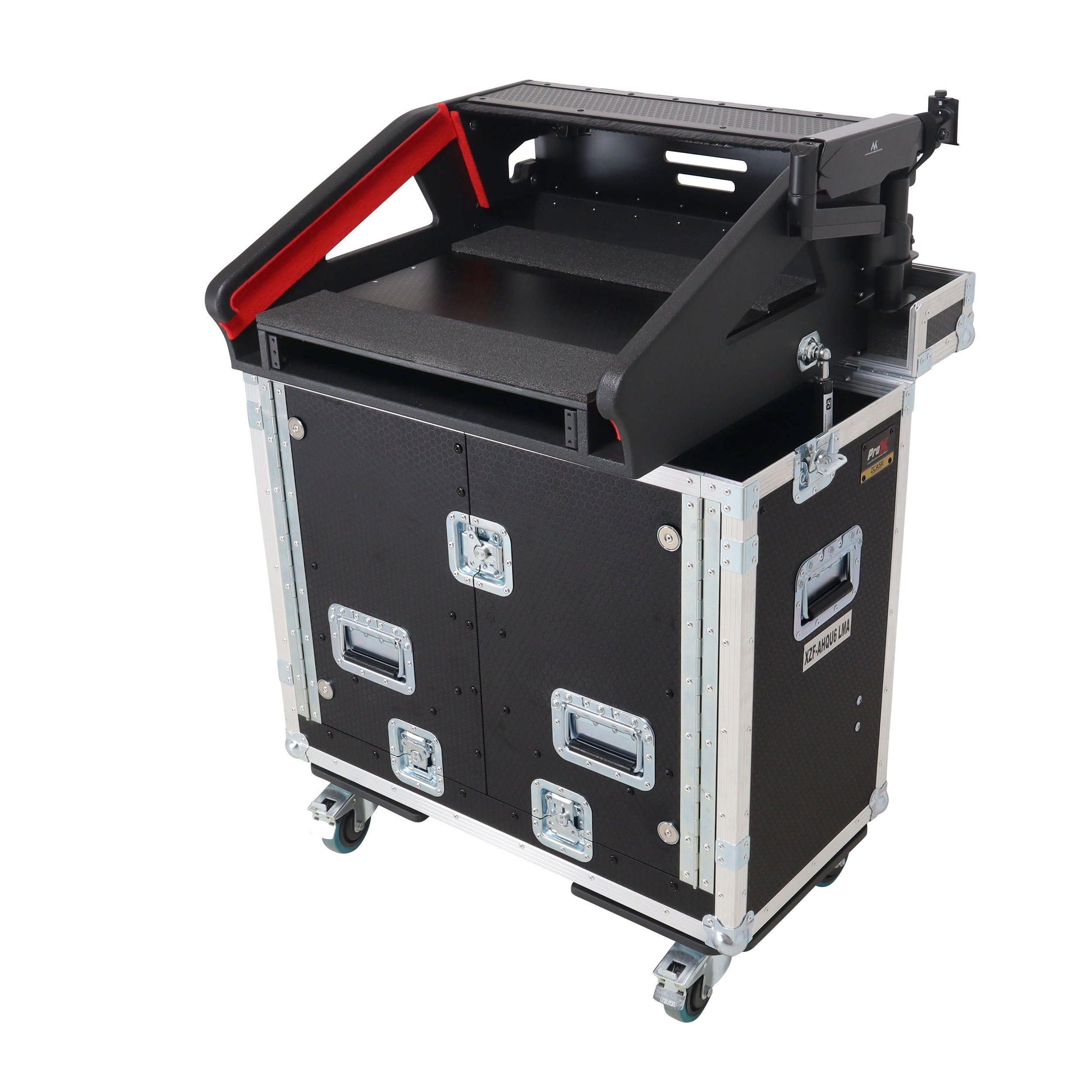 ProX Allen and Heath QU-6 Flip-Ready Hydraulic Console Easy Retracting Lifting Case 1U and Laptop Display Arm by ZCASE