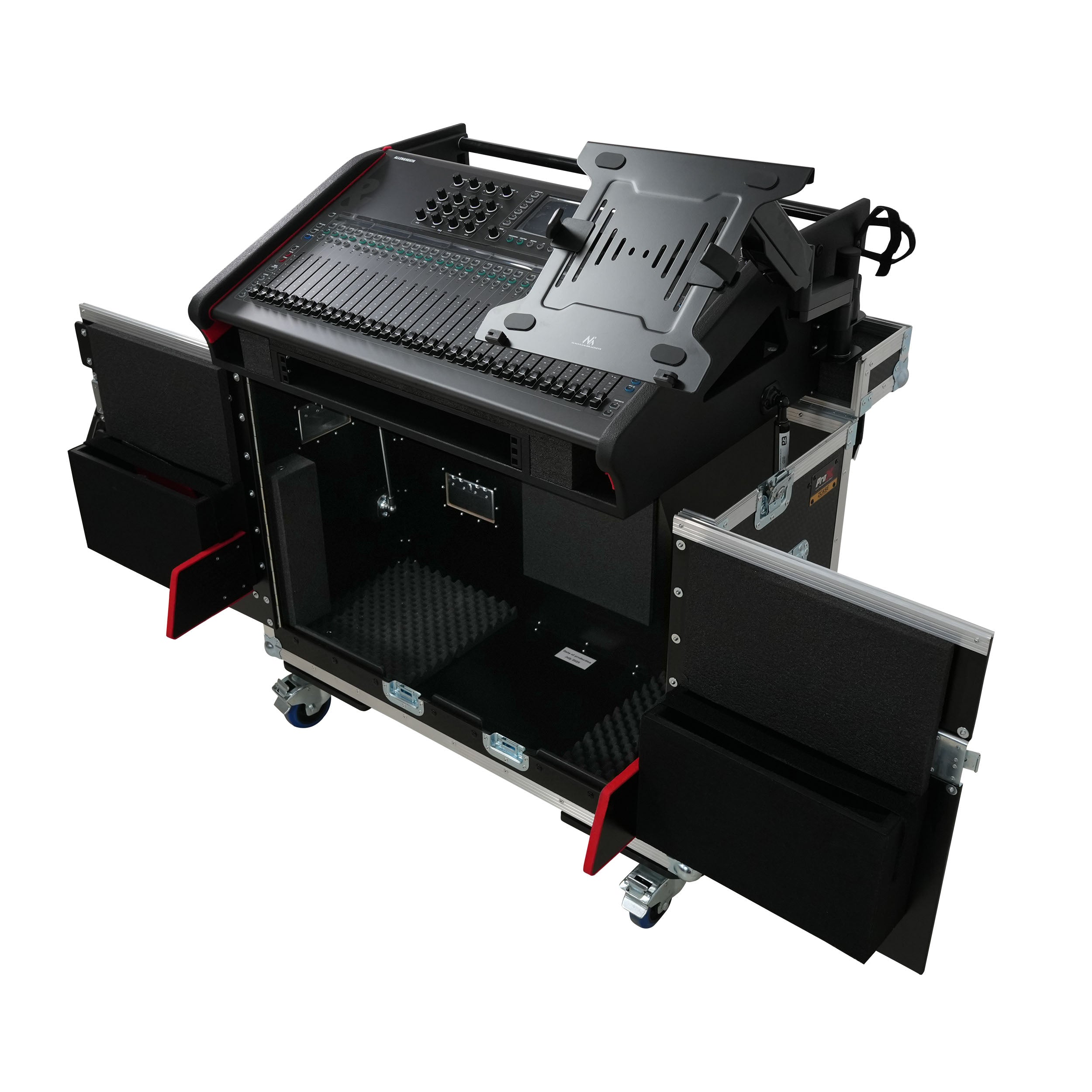ProX Allen and Heath QU-7 Flip-Ready Hydraulic Console Easy Retracting Lifting Case 1U and Laptop Display Arm by ZCASE