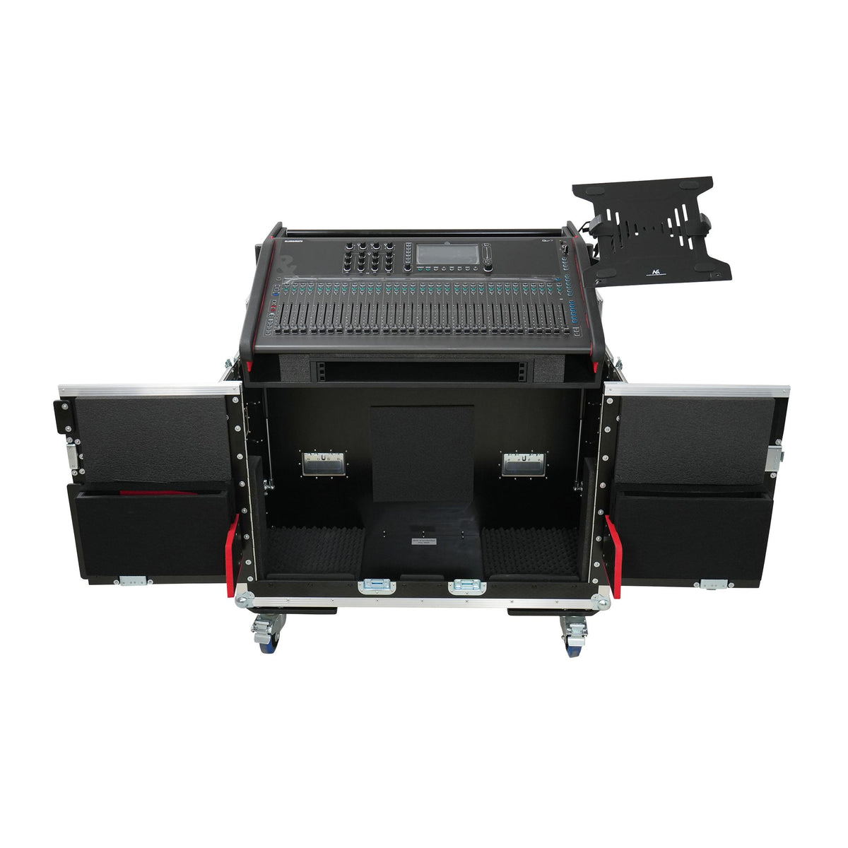 ProX Allen and Heath QU-7 Flip-Ready Hydraulic Console Easy Retracting Lifting Case 1U and Laptop Display Arm by ZCASE.