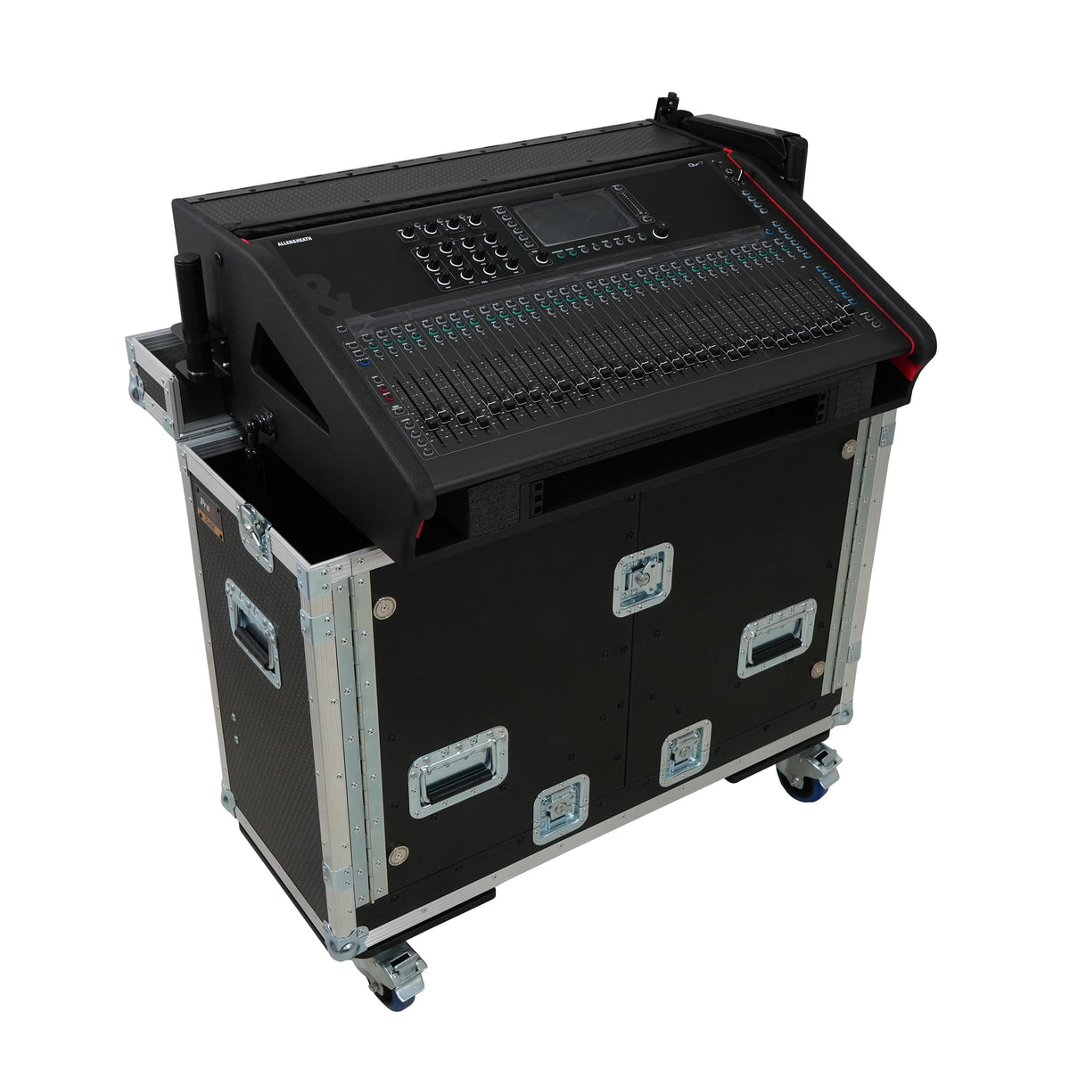 ProX Allen and Heath QU-7 Flip-Ready Hydraulic Console Easy Retracting Lifting Case 1U and Laptop Display Arm by ZCASE.