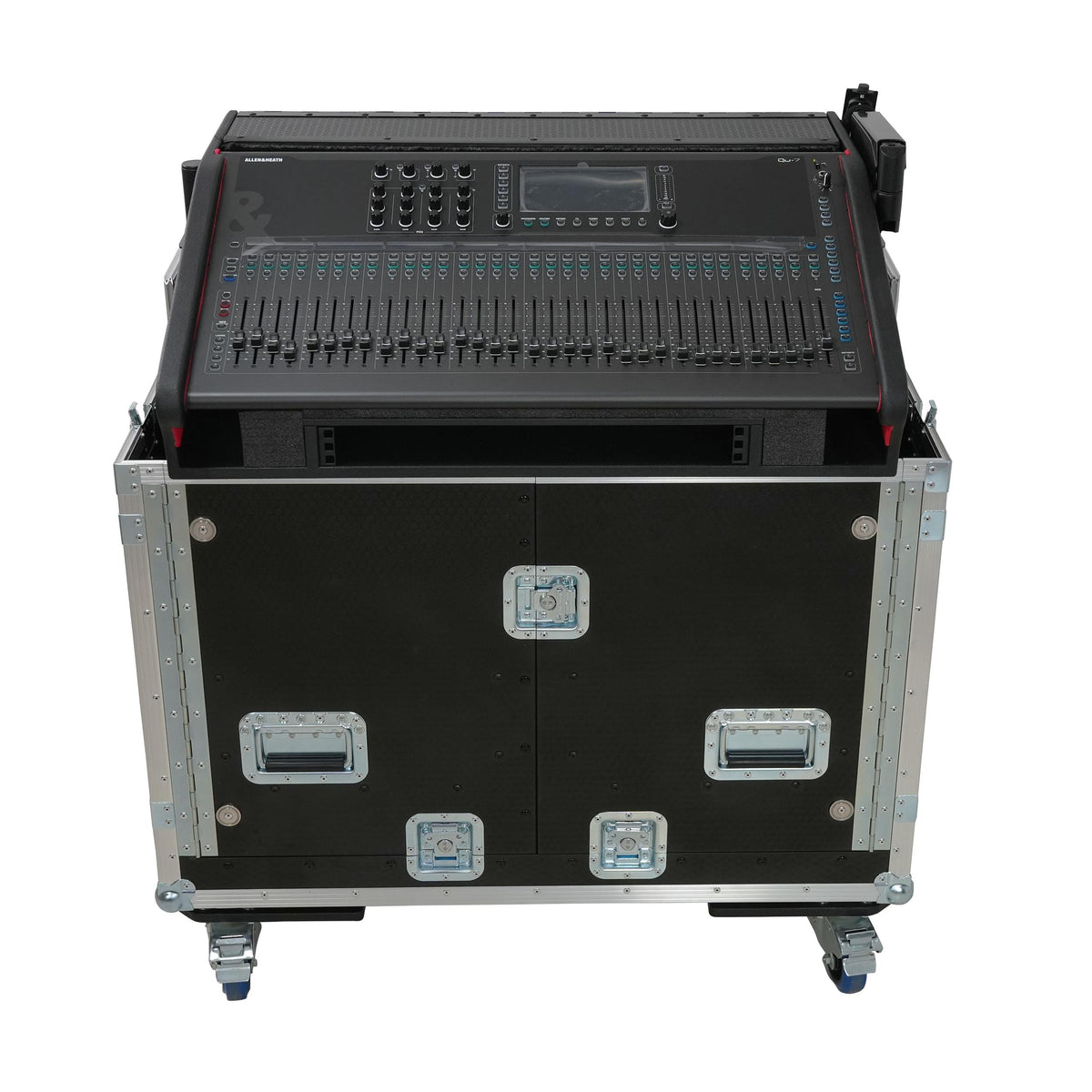 ProX Allen and Heath QU-7 Flip-Ready Hydraulic Console Easy Retracting Lifting Case 1U and Laptop Display Arm by ZCASE.