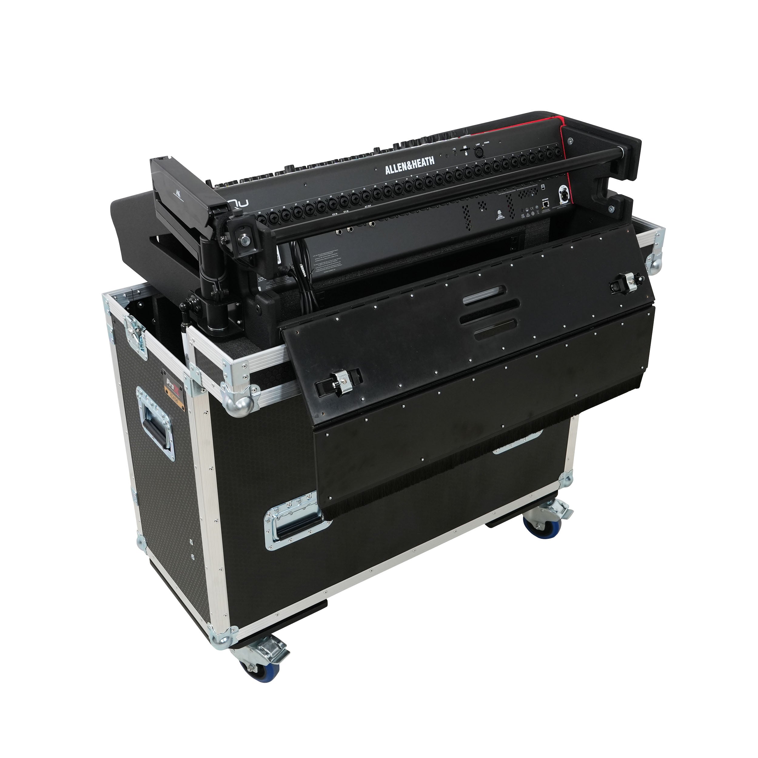 ProX Allen and Heath QU-7 Flip-Ready Hydraulic Console Easy Retracting Lifting Case 1U and Laptop Display Arm by ZCASE