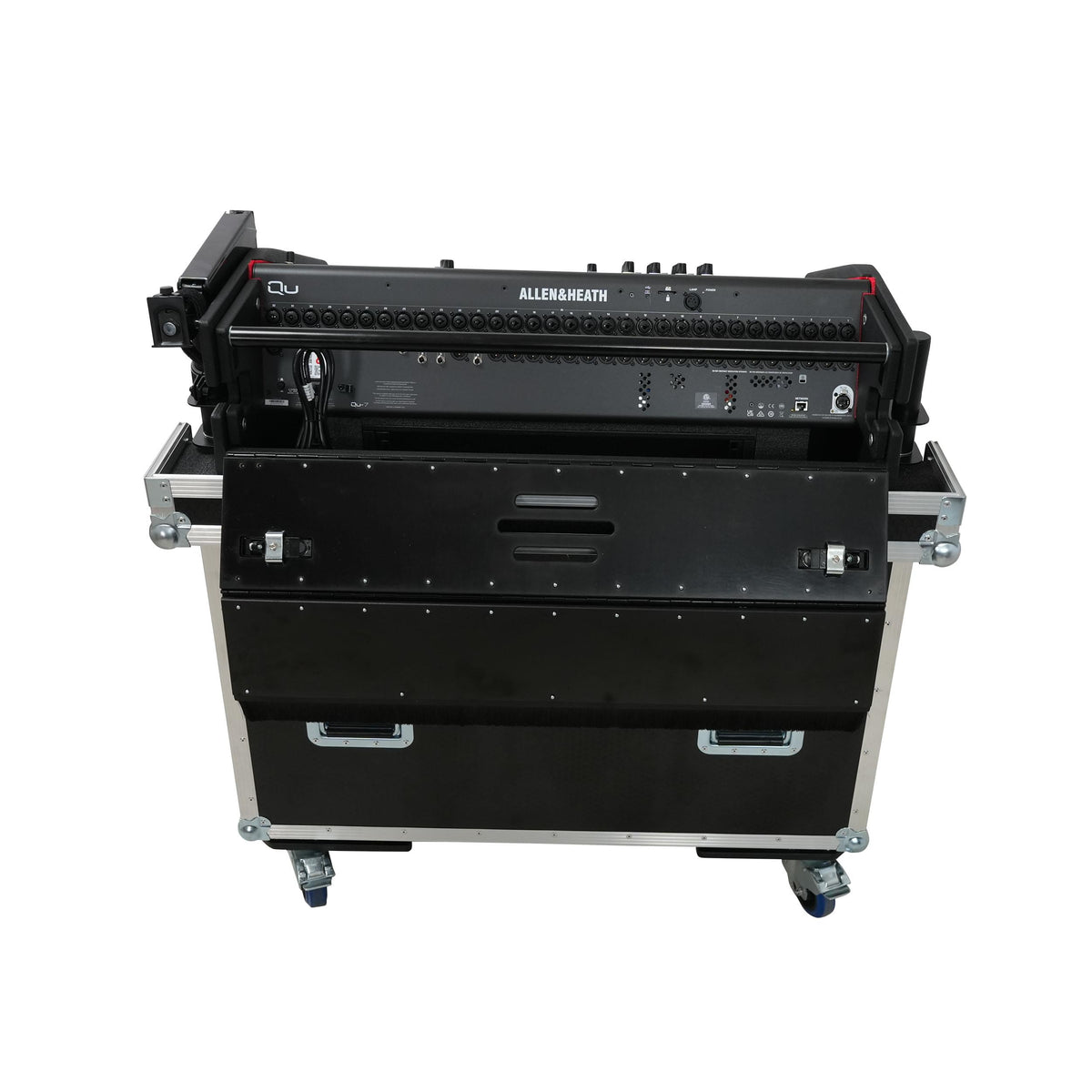 ProX Allen and Heath QU-7 Flip-Ready Hydraulic Console Easy Retracting Lifting Case 1U and Laptop Display Arm by ZCASE.