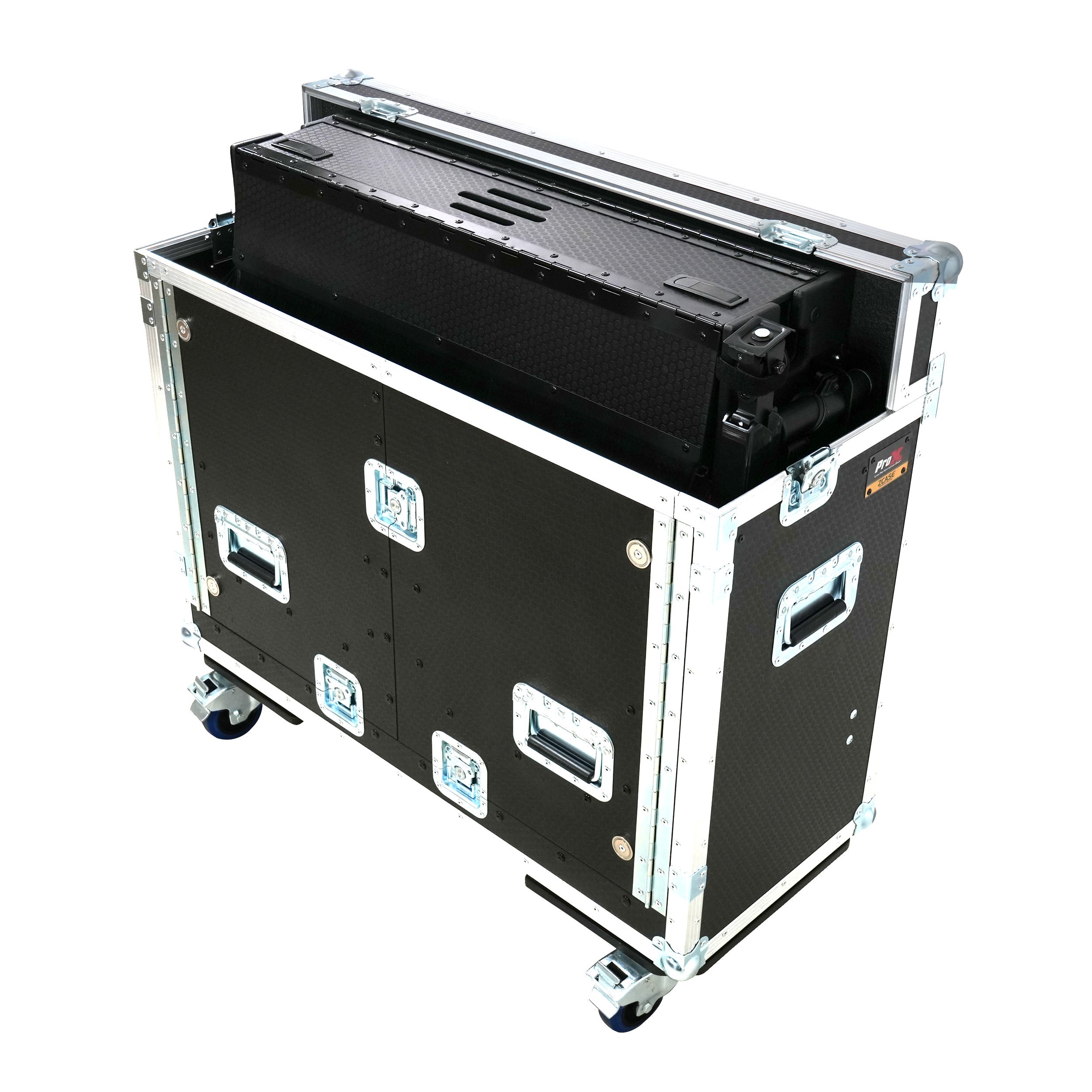 ProX Allen and Heath QU-7 Flip-Ready Hydraulic Console Easy Retracting Lifting Case 1U and Laptop Display Arm by ZCASE