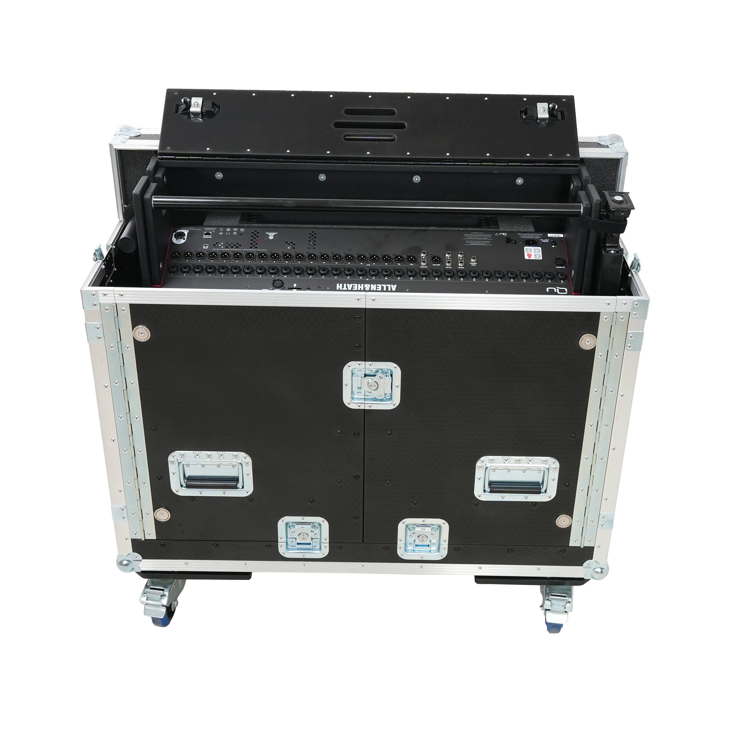 ProX Allen and Heath QU-7 Flip-Ready Hydraulic Console Easy Retracting Lifting Case 1U and Laptop Display Arm by ZCASE