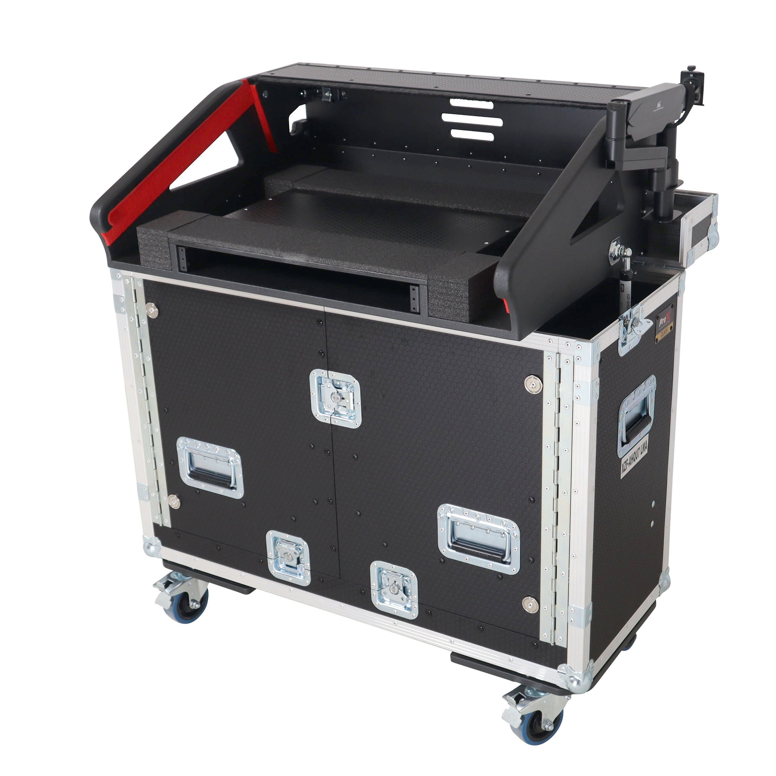 ProX Allen and Heath QU-7 Flip-Ready Hydraulic Console Easy Retracting Lifting Case 1U and Laptop Display Arm by ZCASE