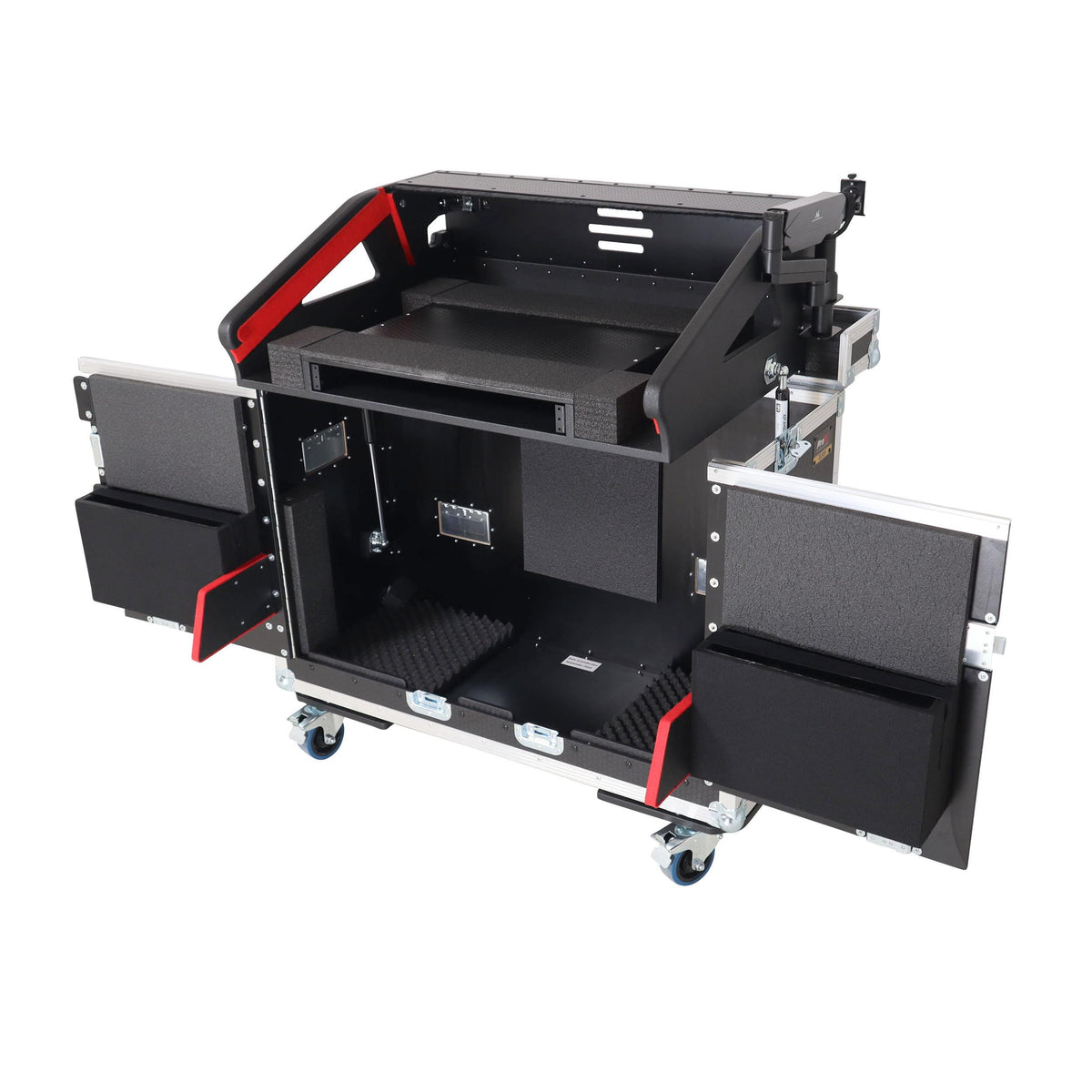 ProX Allen and Heath QU-7 Flip-Ready Hydraulic Console Easy Retracting Lifting Case 1U and Laptop Display Arm by ZCASE