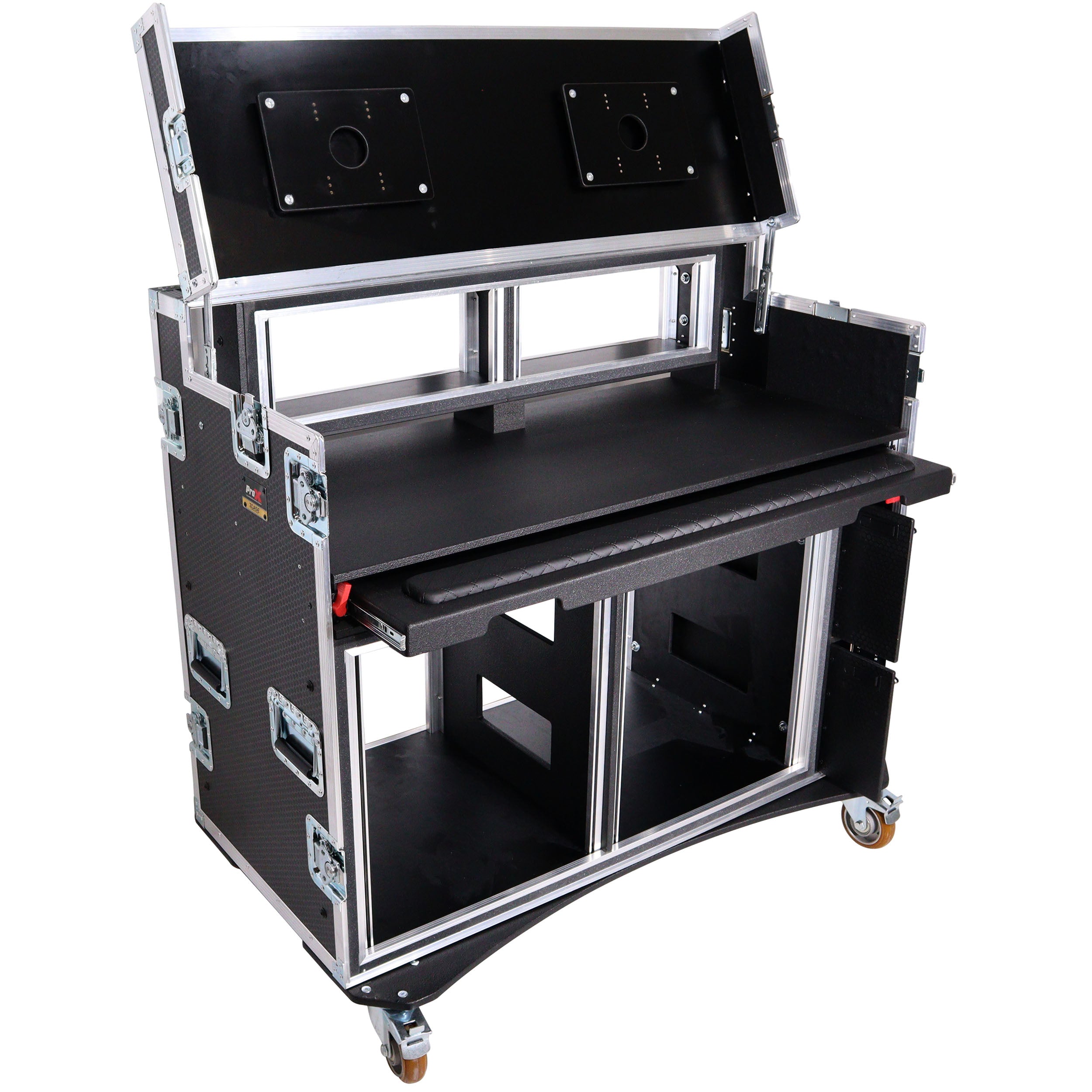 ProX Mobile AV Broadcasting Streaming Recording Studio Workstation Case with 2x 4U Top 2x 12U Bottom
