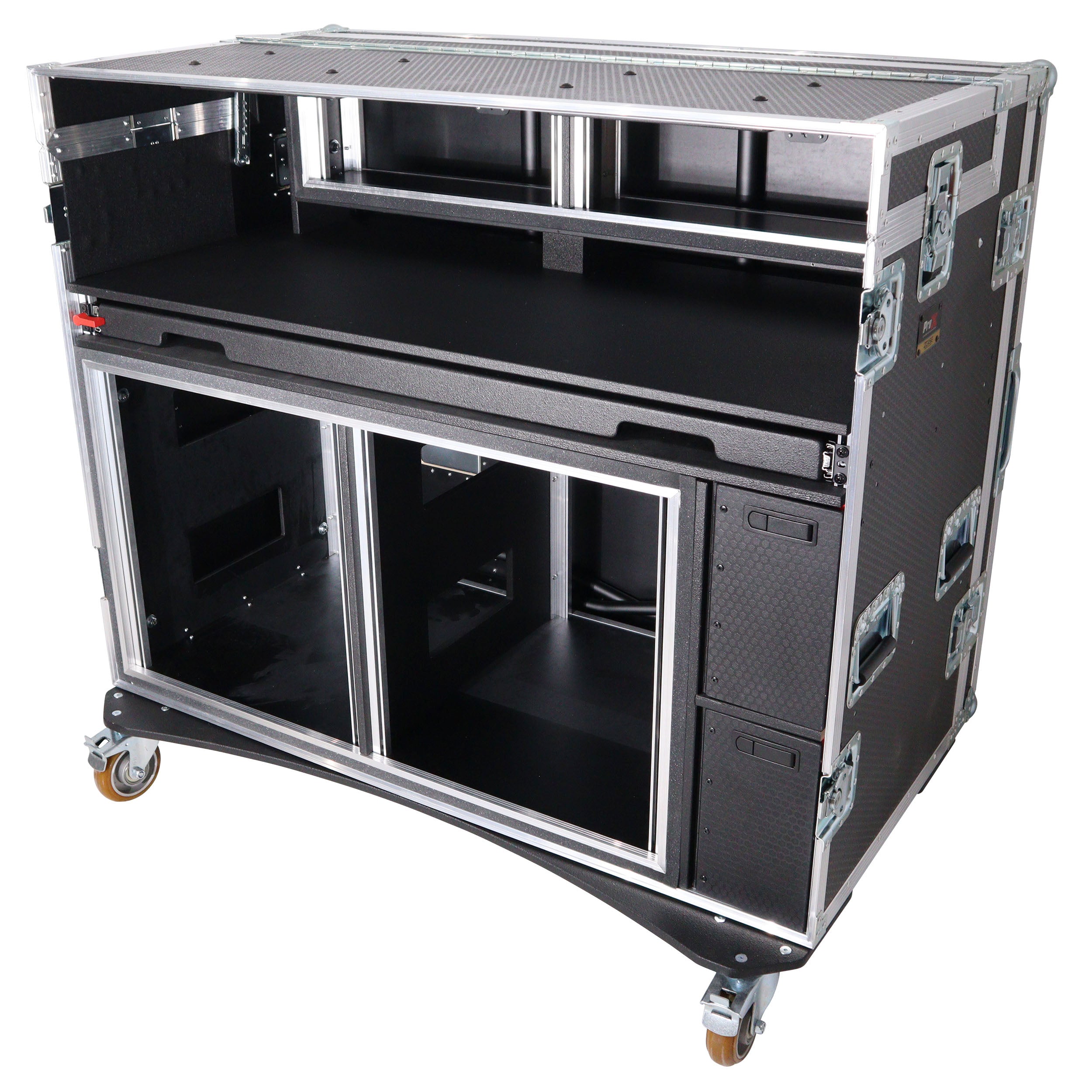 ProX Mobile AV Broadcasting Streaming Recording Studio Workstation Case with 2x 4U Top 2x 12U Bottom