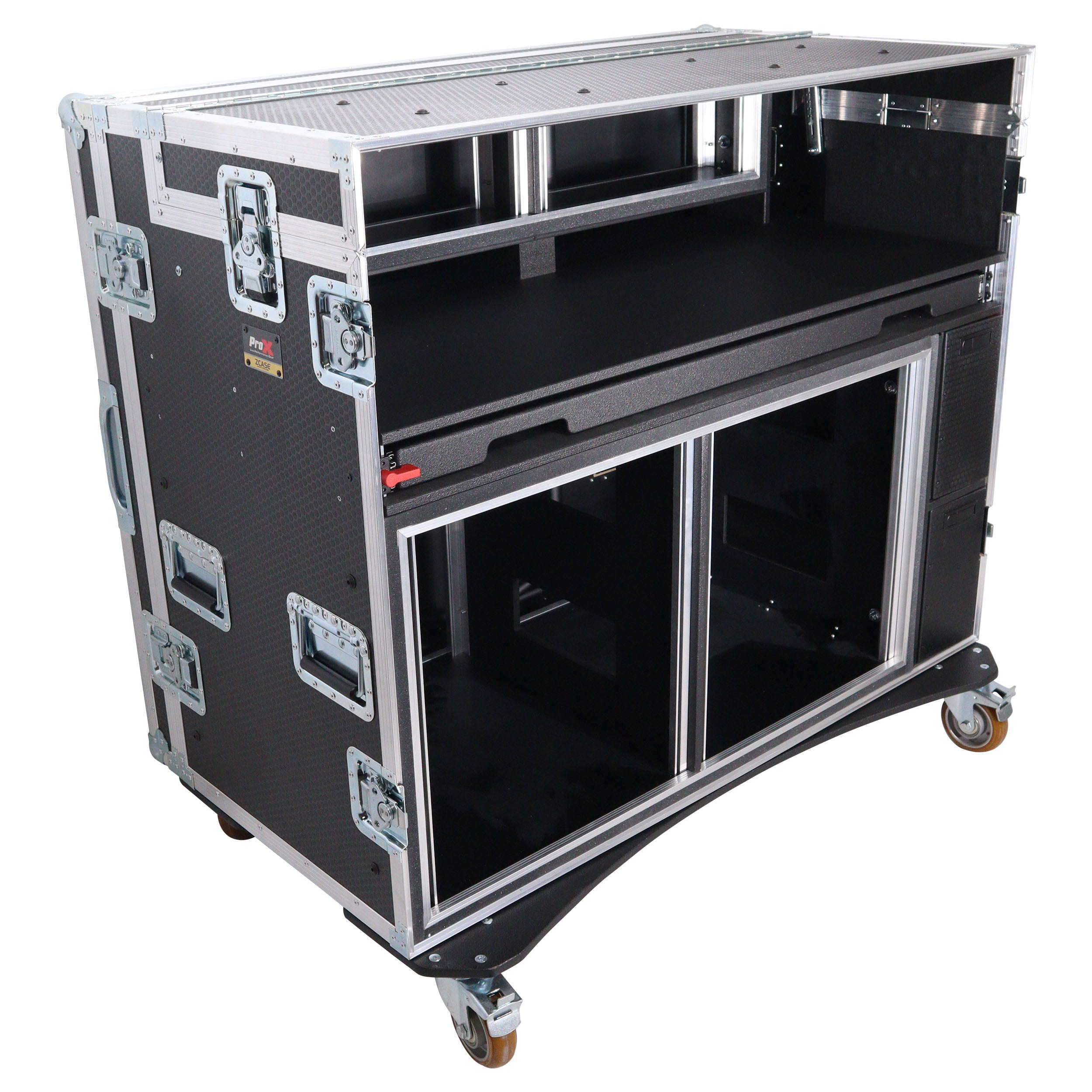 ProX Mobile AV Broadcasting Streaming Recording Studio Workstation Case with 2x 4U Top 2x 12U Bottom