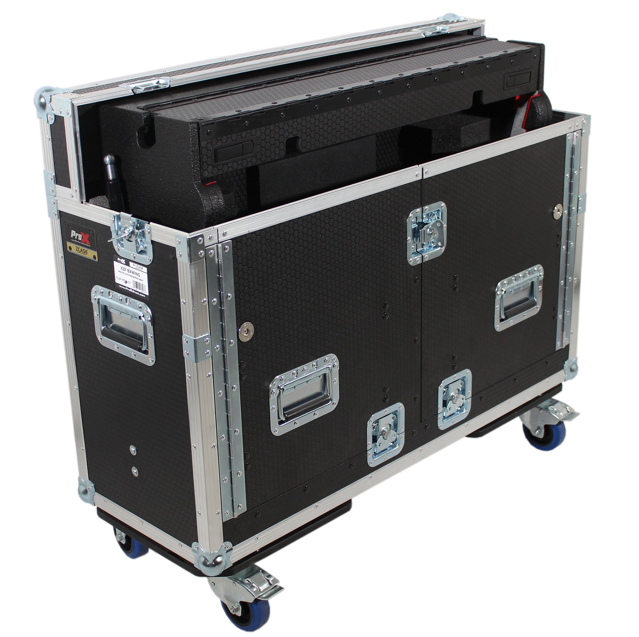 ProX Behringer Wing Flip-Ready Hydraulic Console Easy Retracting Lifting Flight Case and wheels