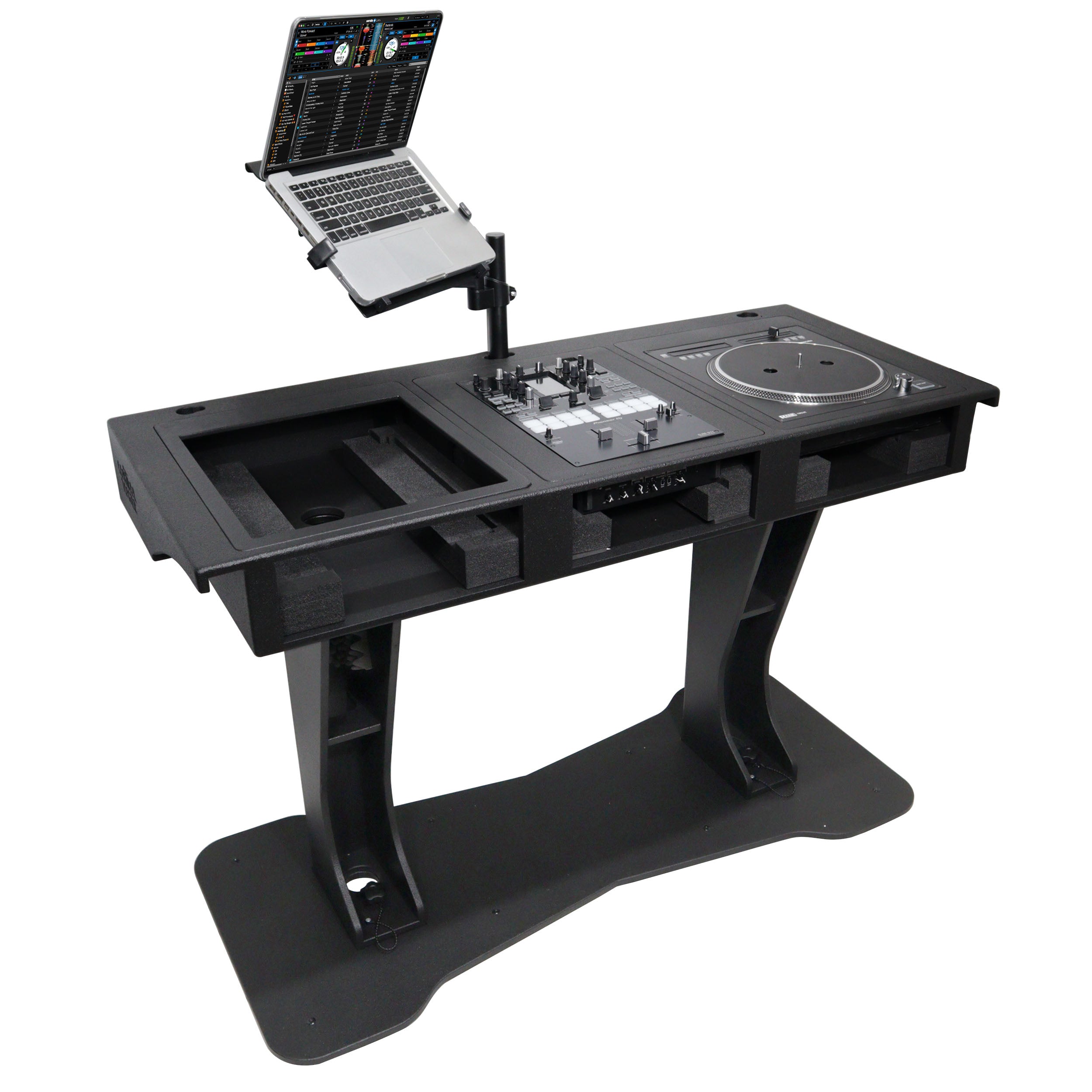 ProX Control Tower DJ Podium with Road Cases for Pioneer CDJ-3000 Denon SC6000 CD Players RANE Twelve Turntable