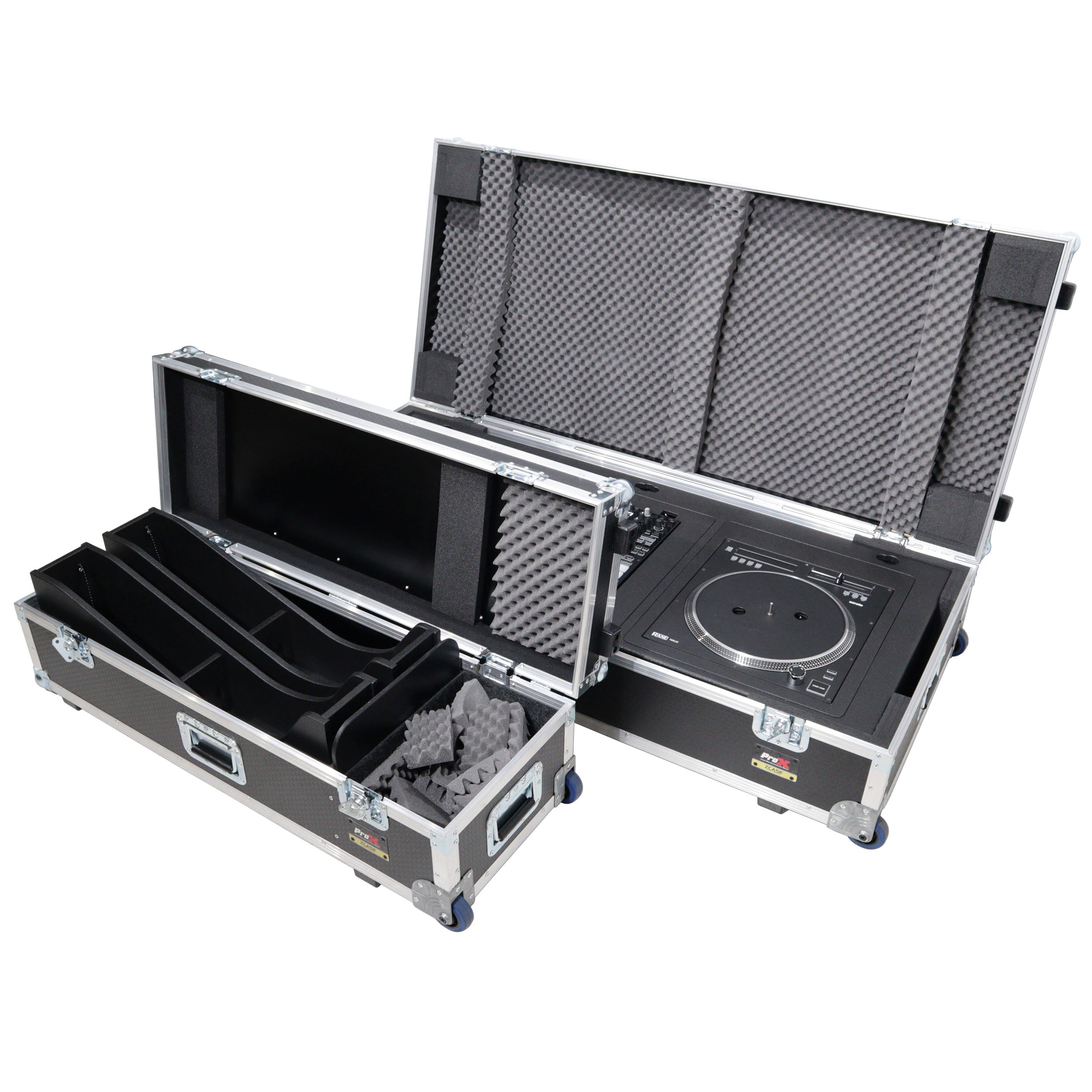ProX Control Tower DJ Podium with Road Cases for Pioneer CDJ-3000 Denon SC6000 CD Players RANE Twelve Turntable