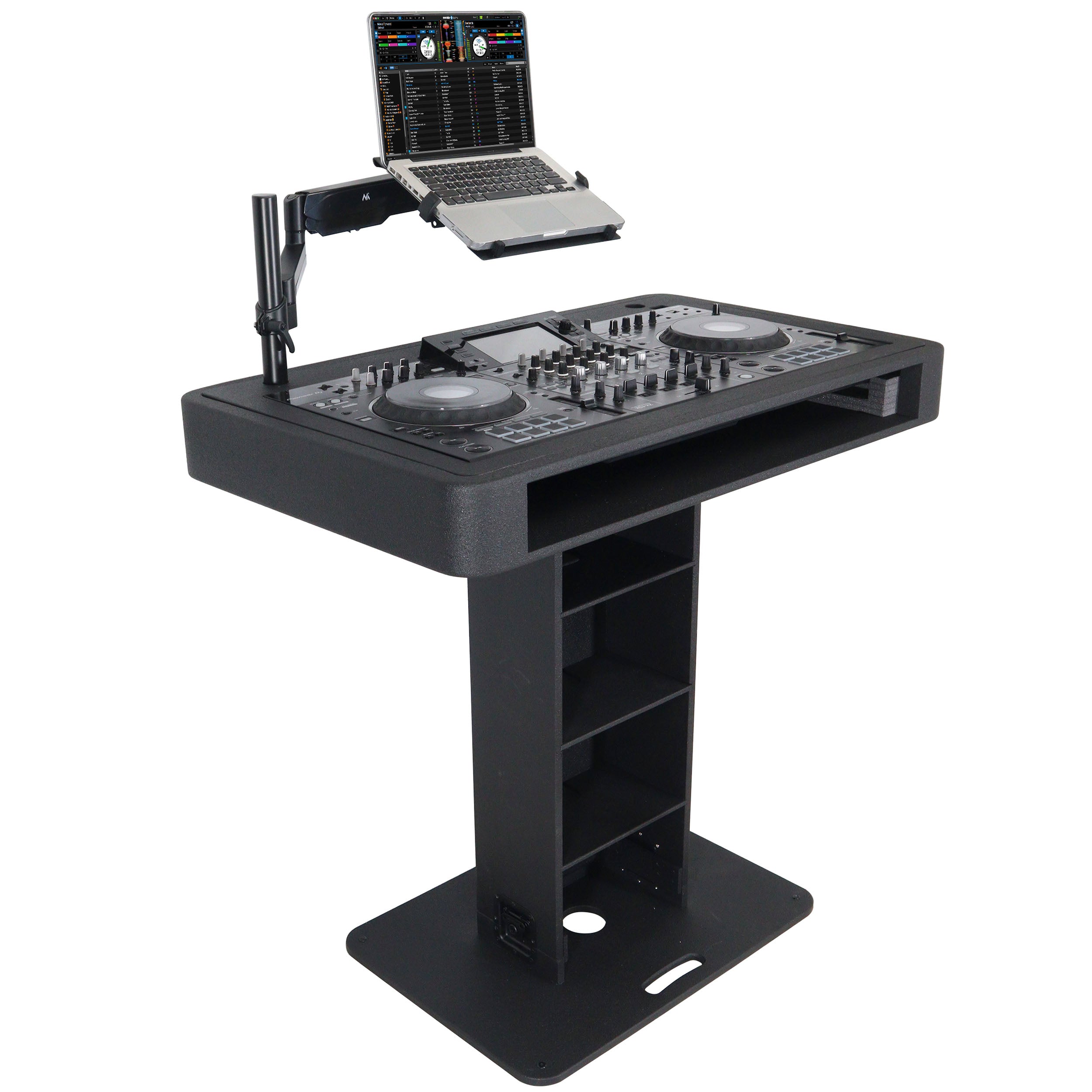 ProX Control Tower DJ Podium for Pioneer DDJ-REV7 XDJ-XZ FLX10 RANE Four- Black Finish