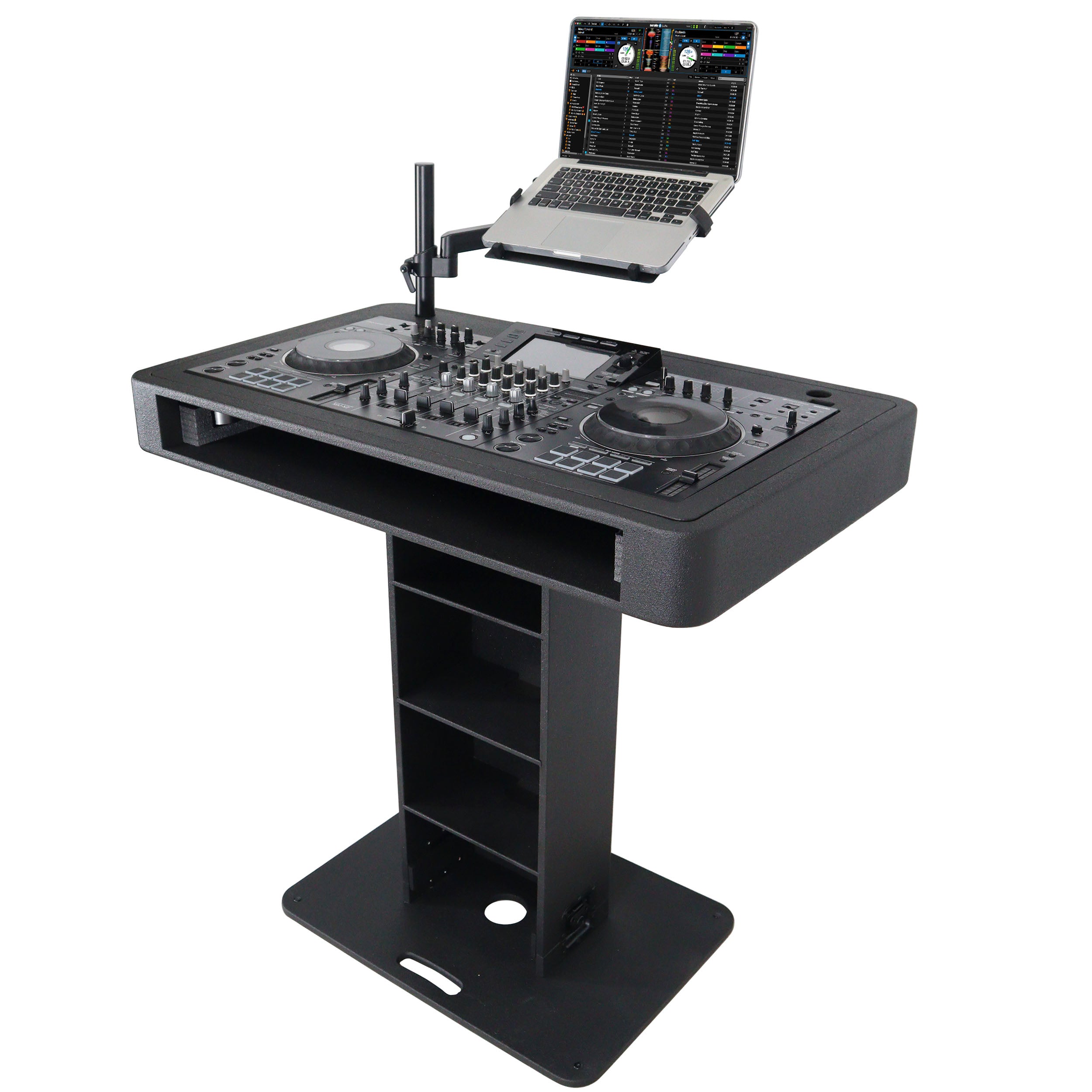 ProX Control Tower DJ Podium for Pioneer DDJ-REV7 XDJ-XZ FLX10 RANE Four- Black Finish