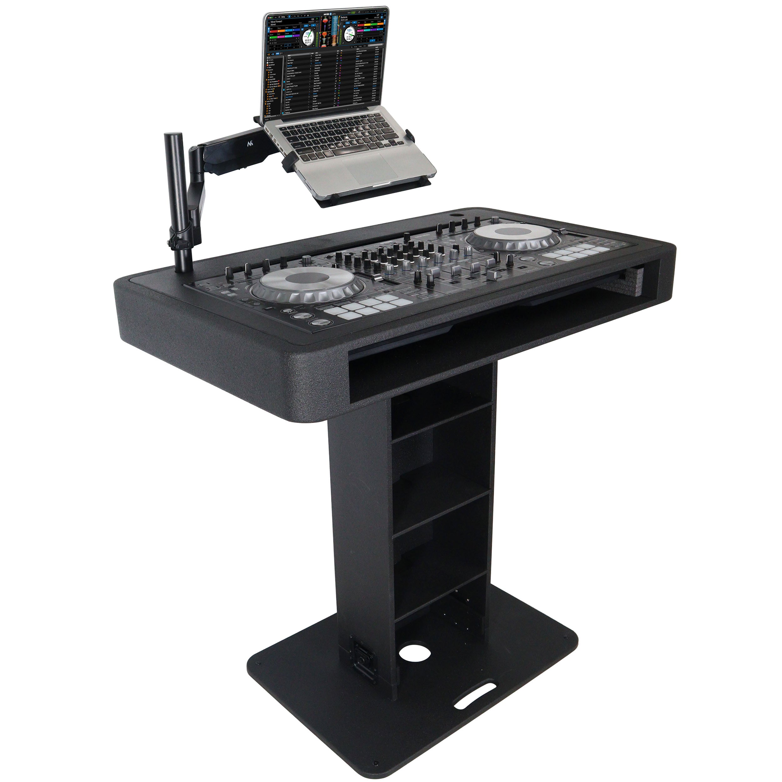 ProX Control Tower DJ Podium for Pioneer DDJ-REV7 XDJ-XZ FLX10 RANE Four- Black Finish