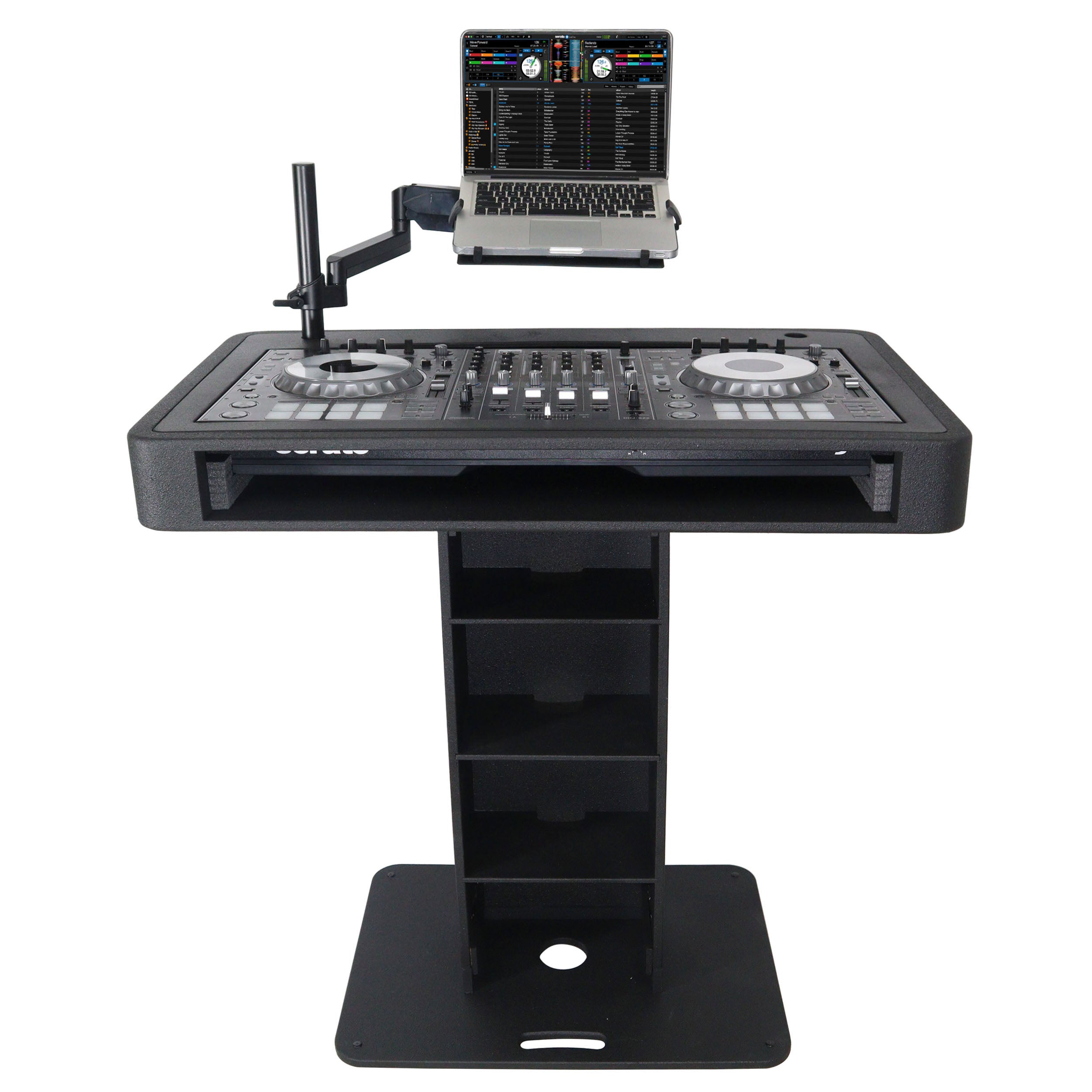 ProX Control Tower DJ Podium for Pioneer DDJ-REV7 XDJ-XZ FLX10 RANE Four- Black Finish