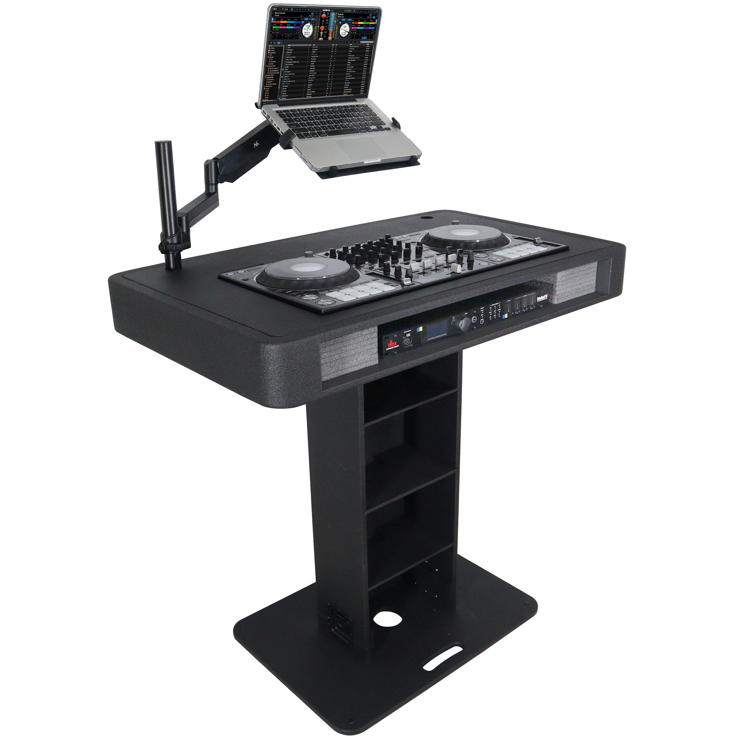 ProX Control Tower DJ Podium for Pioneer DDJ-REV7 XDJ-XZ FLX10 RANE Four- Black Finish