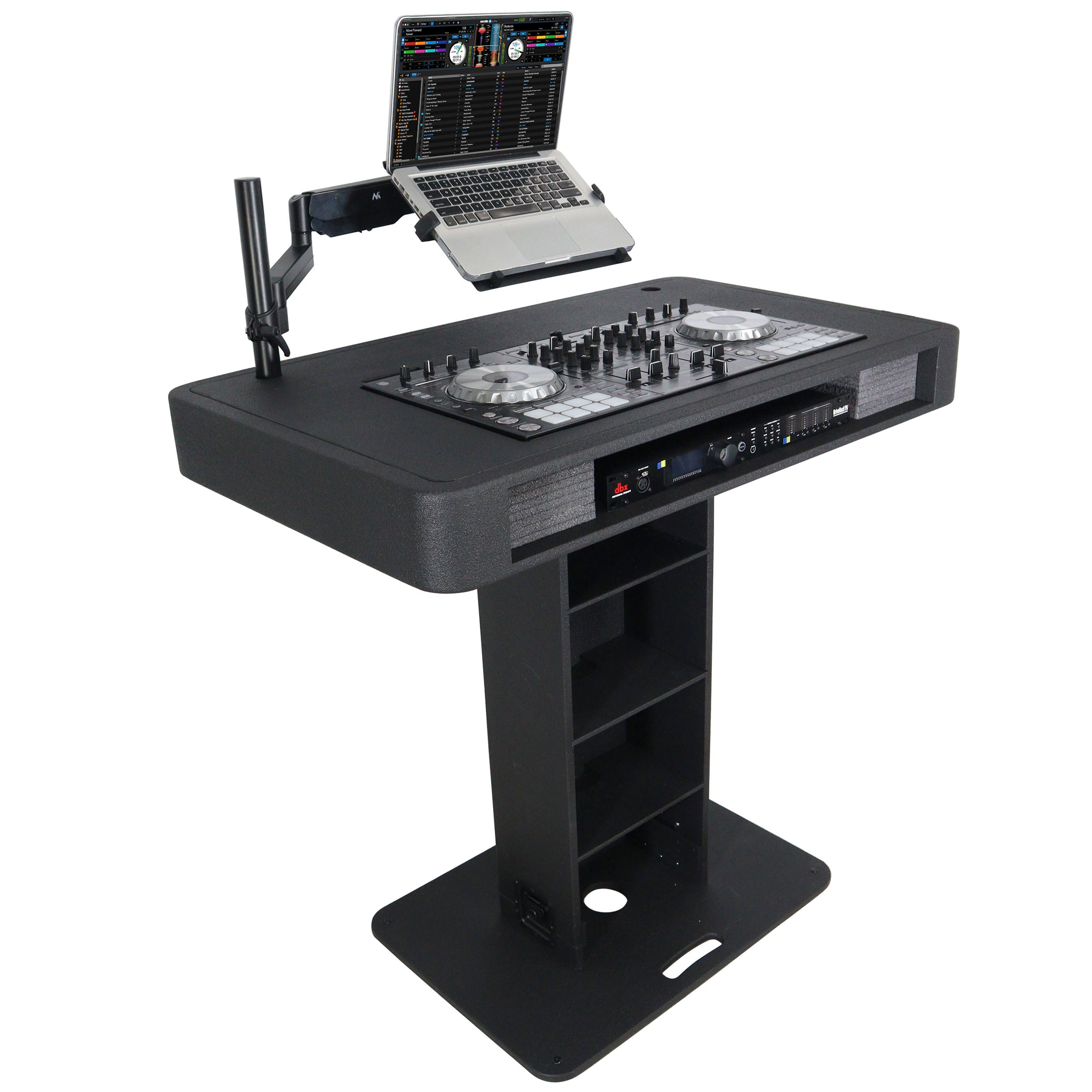 ProX Control Tower DJ Podium for Pioneer DDJ-REV7 XDJ-XZ FLX10 RANE Four- Black Finish