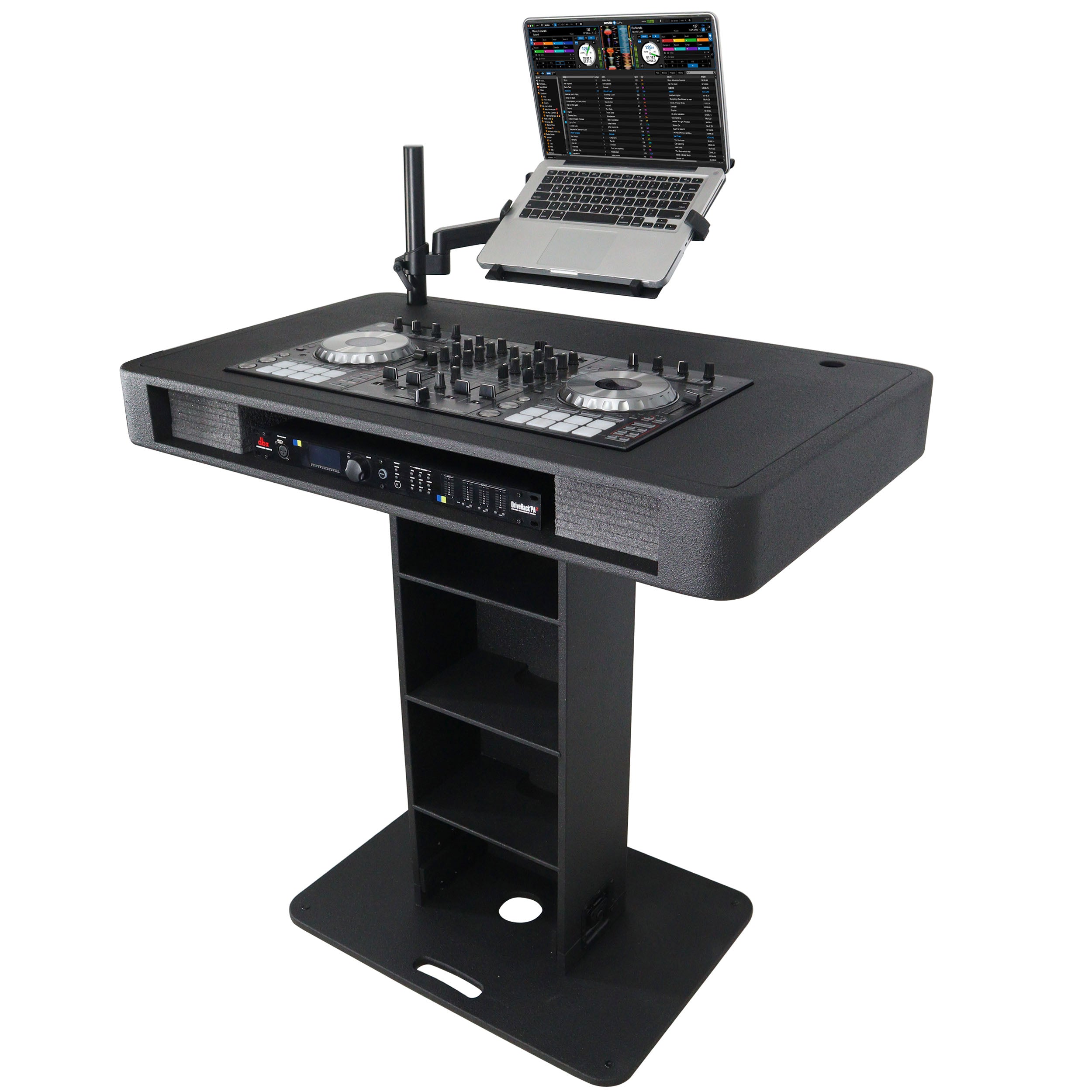 ProX Control Tower DJ Podium for Pioneer DDJ-REV7 XDJ-XZ FLX10 RANE Four- Black Finish