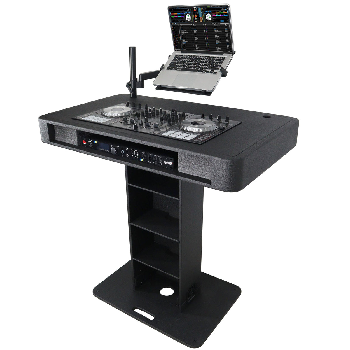ProX Control Tower DJ Podium for Pioneer DDJ-REV7 XDJ-XZ FLX10 RANE Four- Black Finish.
