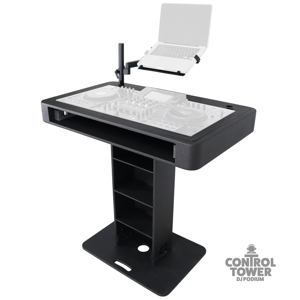 ProX Control Tower DJ Podium for Pioneer DDJ-REV7 XDJ-XZ FLX10 RANE Four- Black Finish.