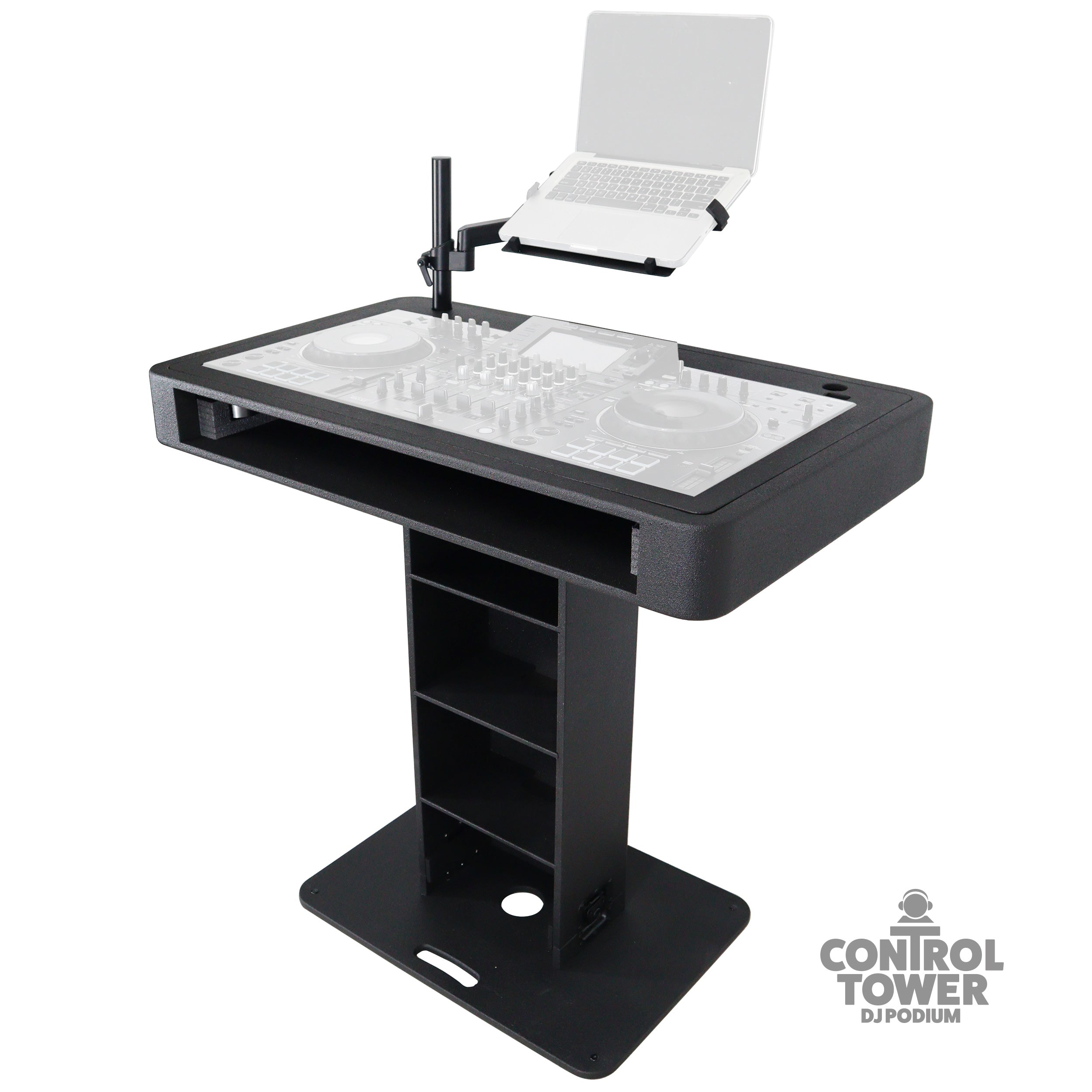 ProX Control Tower DJ Podium for Pioneer DDJ-REV7 XDJ-XZ FLX10 RANE Four- Black Finish