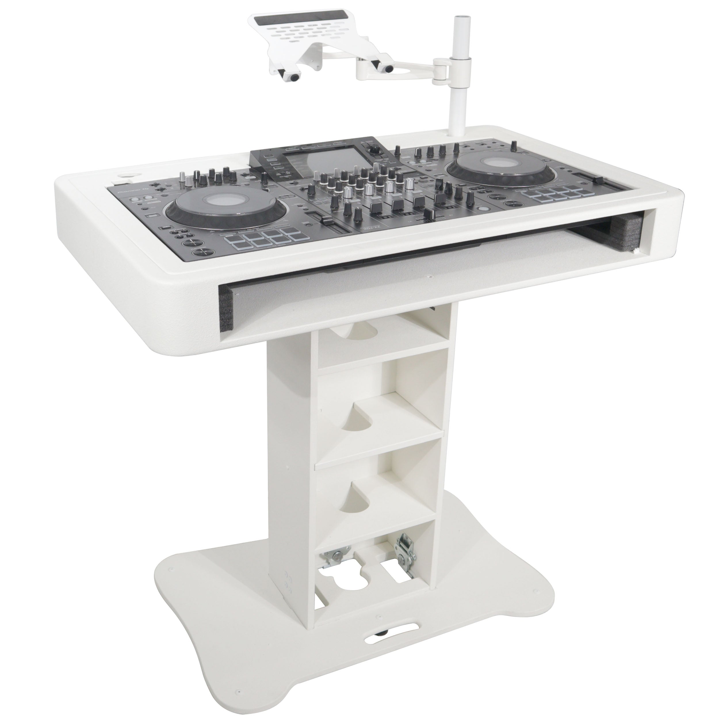 ProX Control Tower DJ Podium for Pioneer DDJ-REV7 XDJ-XZ FLX10 RANE Four - White Finish