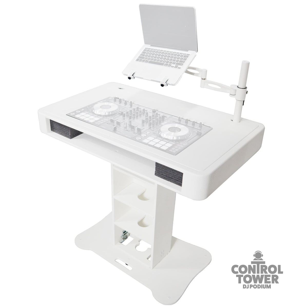 ProX Control Tower DJ Podium for Pioneer DDJ-REV7 XDJ-XZ FLX10 RANE Four - White Finish.