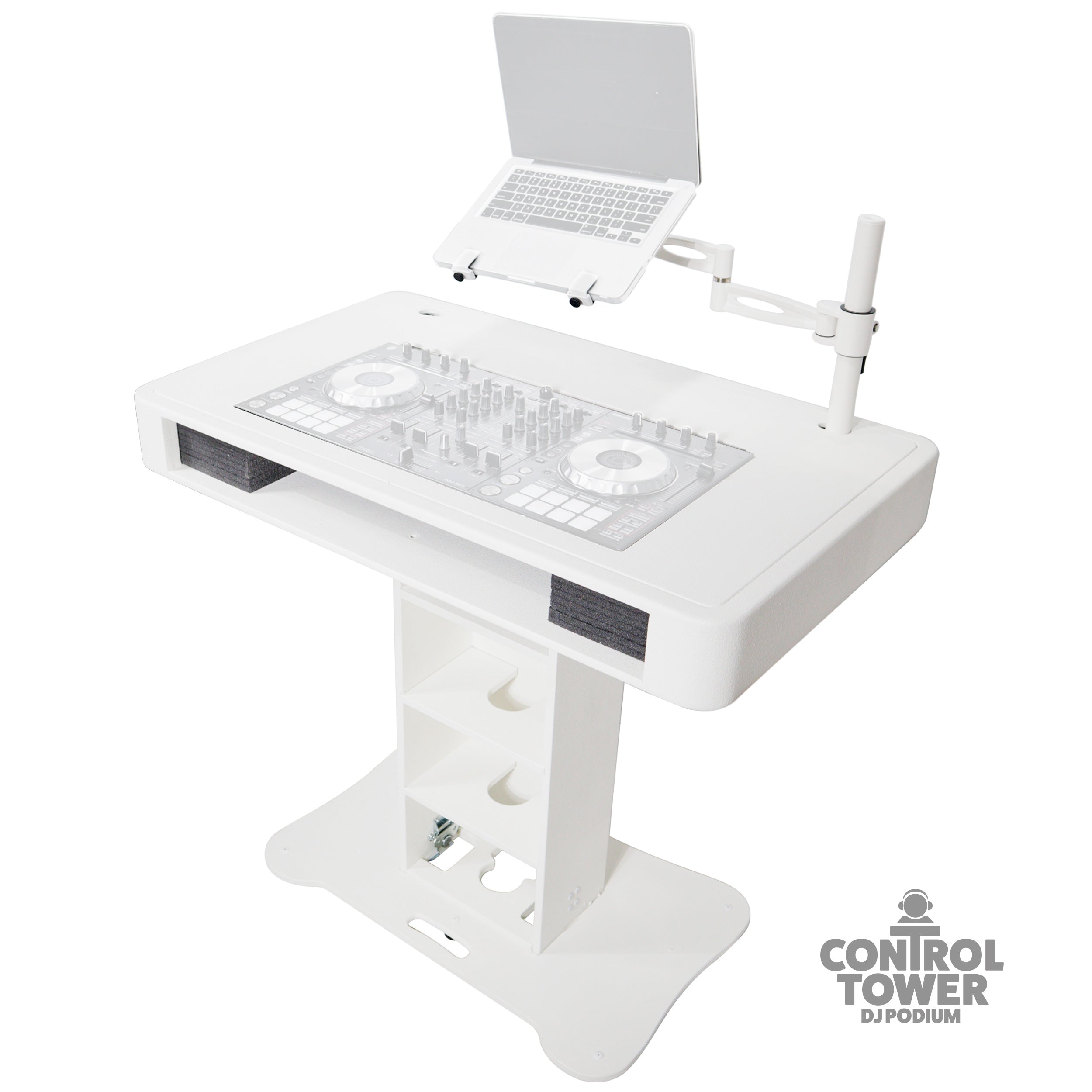 ProX Control Tower DJ Podium for Pioneer DDJ-REV7 XDJ-XZ FLX10 RANE Four - White Finish