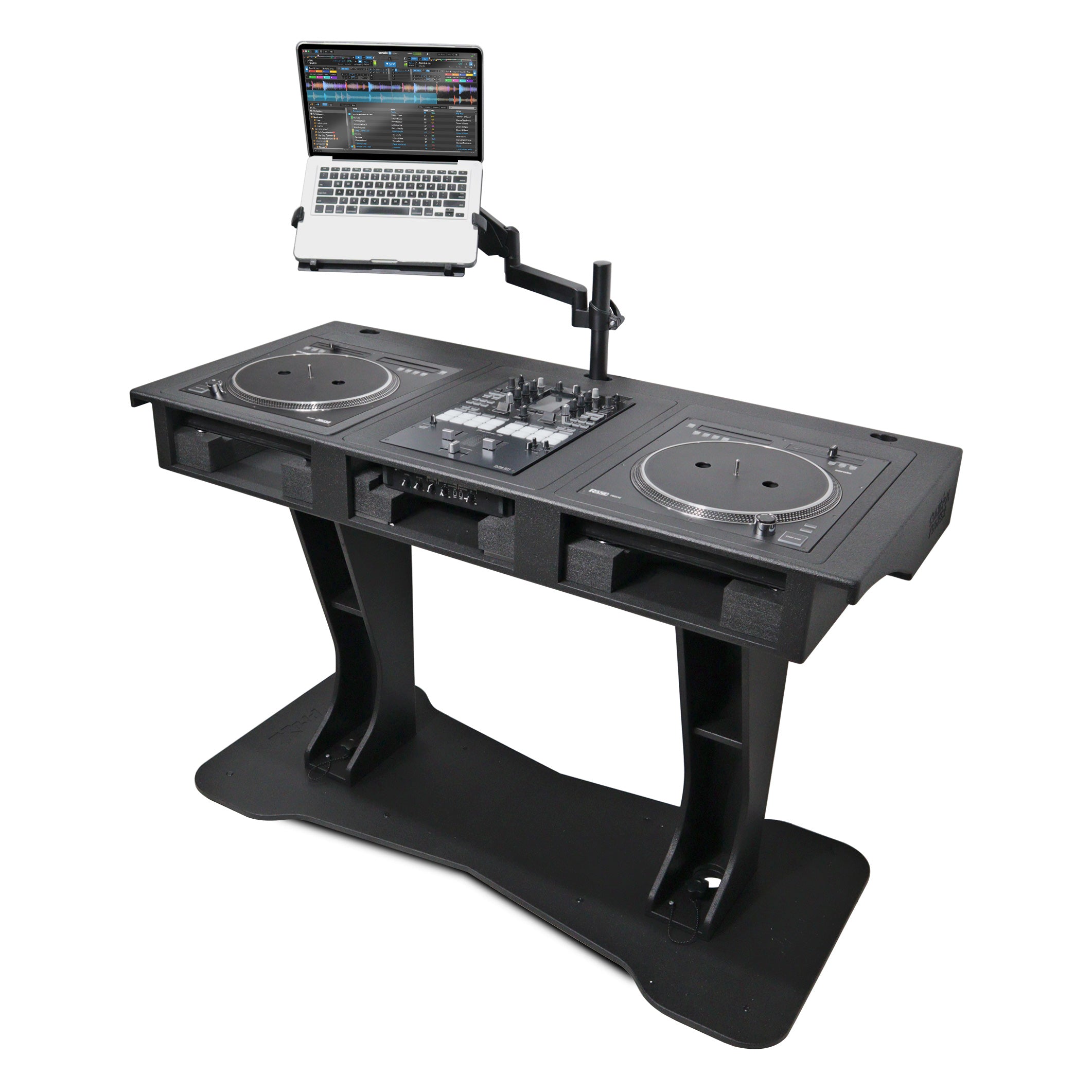 ProX Control Tower DJ Podium with Road Cases for Pioneer CDJ-3000 Denon SC6000 CD Players RANE Twelve Turntable